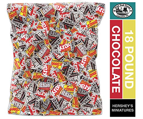 HERSHEY'S Miniatures Assortment Chocolate Bars - SPECIAL DARK, KRACKEL, MR. GOODBAR & Milk Chocolate (18 lb Bulk Pack) - Perfect for Parties, Halloween Treats, Office Snacks & Holiday Gift Baskets