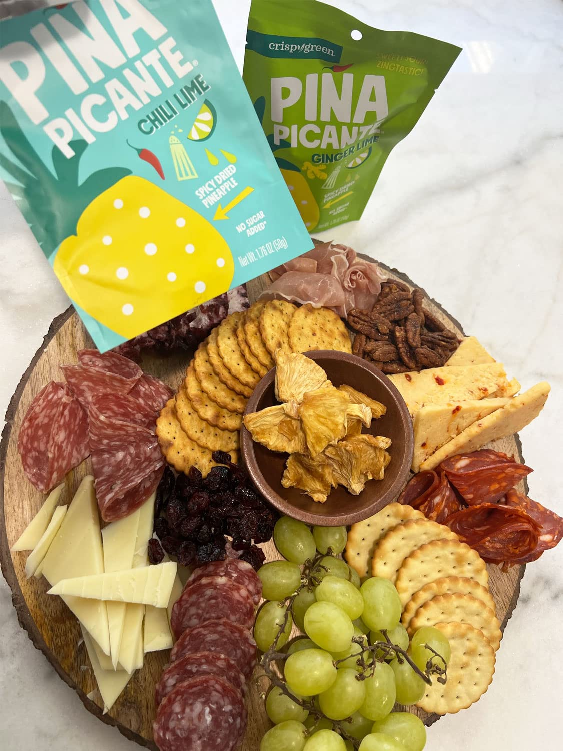 **Spicy Chili Lime Dried Pineapple Snacks - Crispy Green Piña Picante, 1.76oz (12 Single-Serve Bags) | Healthy Real Fruit Snack for On-the-Go, Office, Hiking & Travel**
