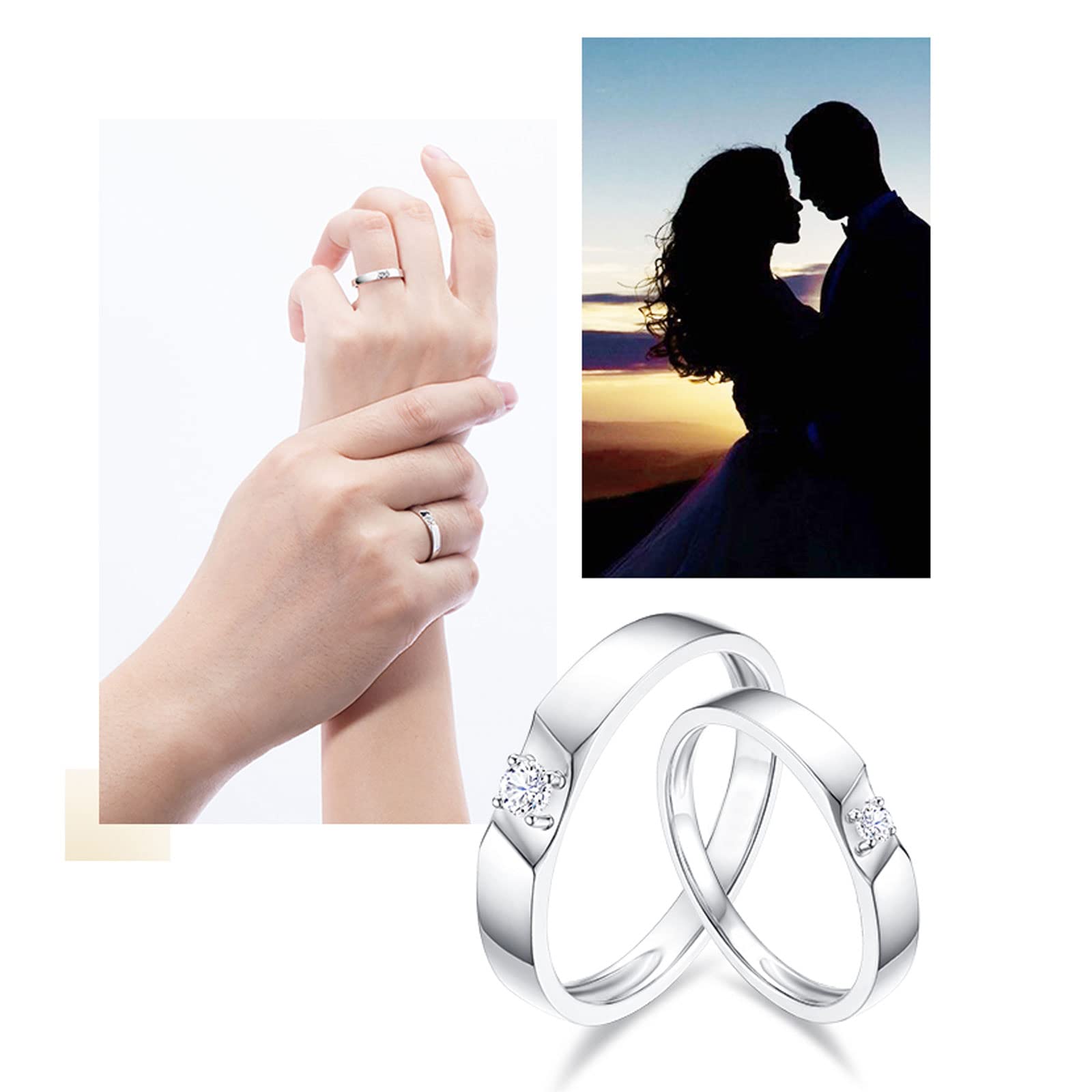 Diamond Matching Couples Rings for Him & Her - Sterling Silver/10K/14K/18K Gold Wedding Promise Rings with Free Engraving - Perfect for Anniversaries, Engagements & Romantic Gifts