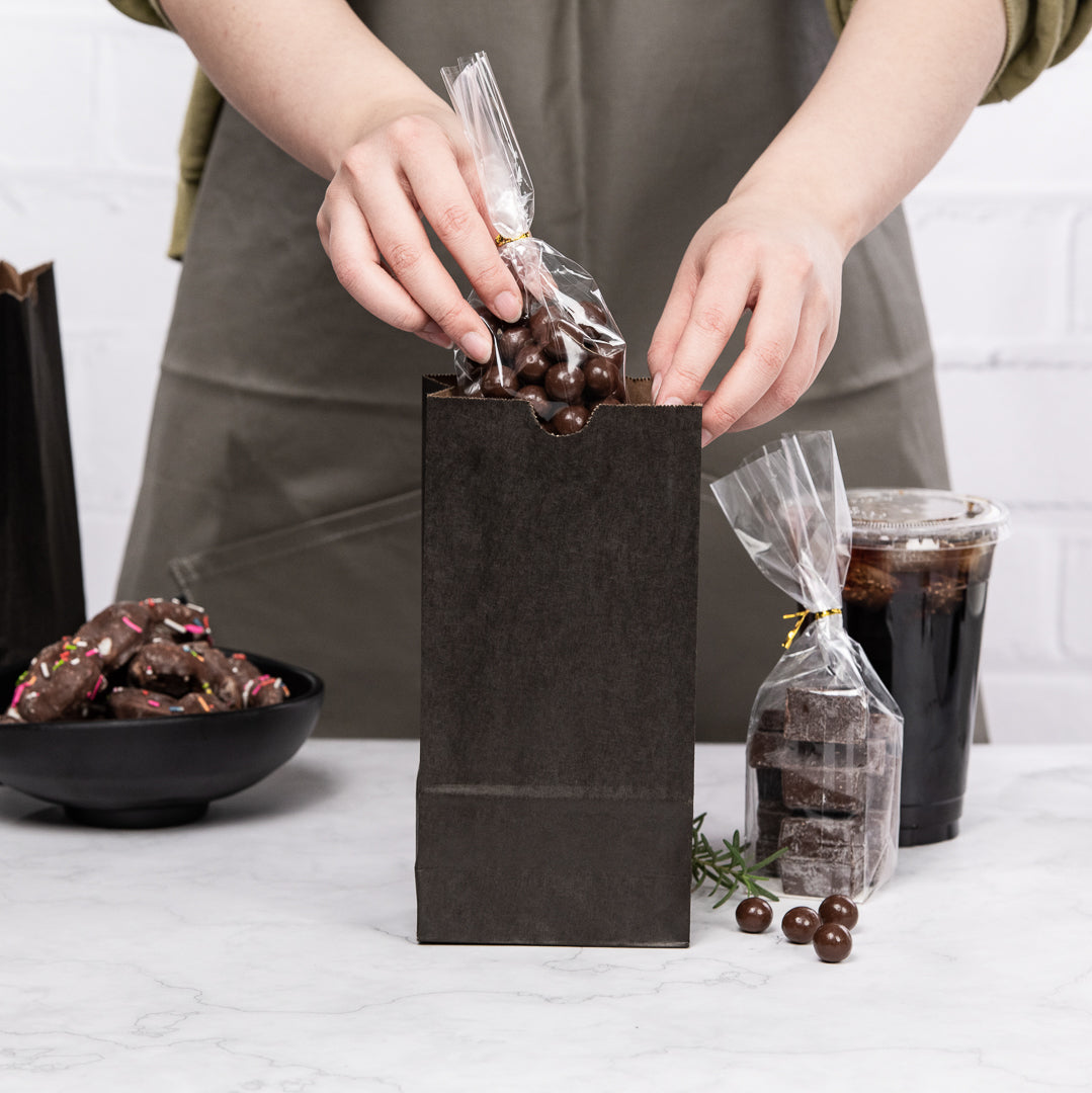 Premium Black Paper Bags 2 lb Capacity - 4.25