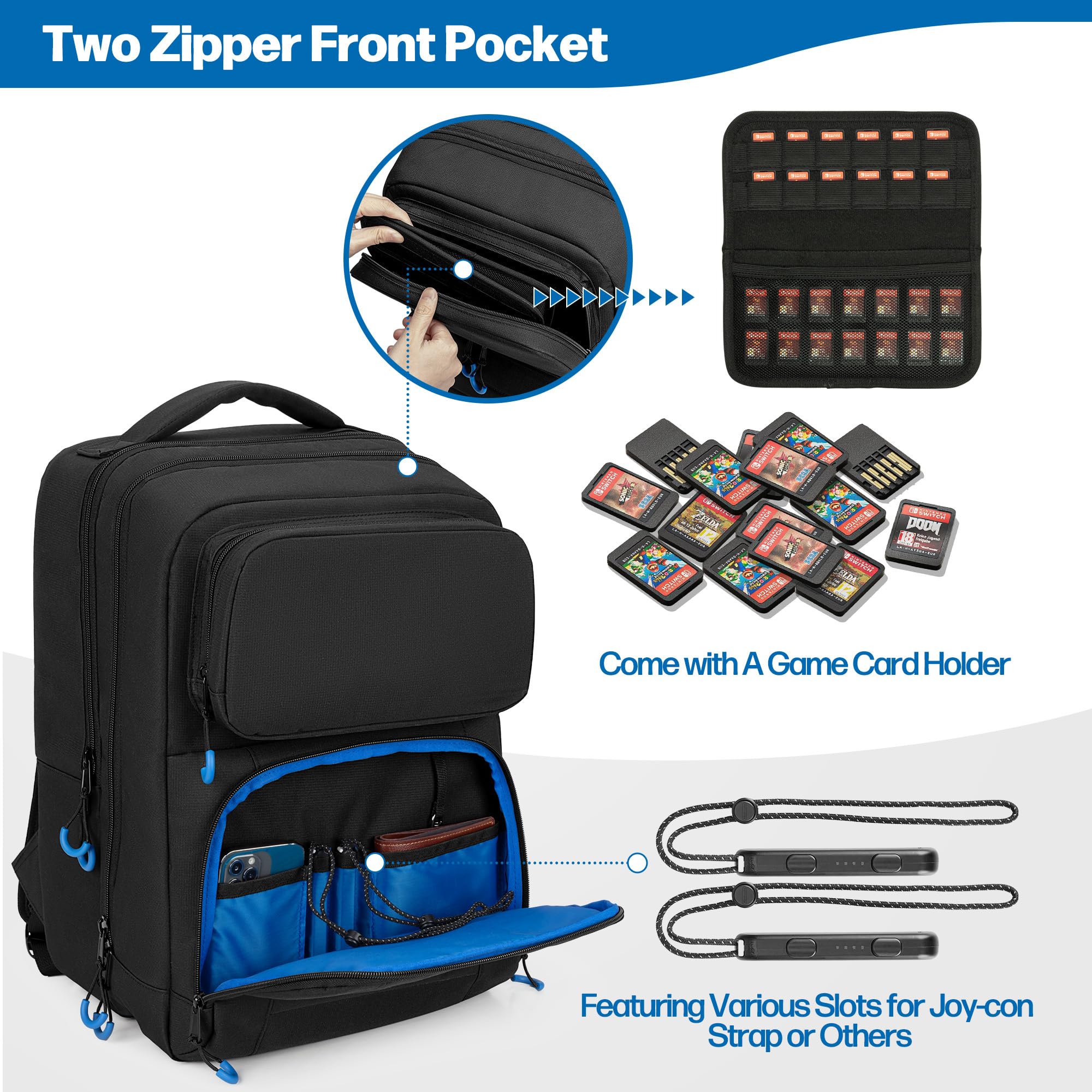 Nintendo Switch/Lite/OLED Travel Storage Backpack - Protective Carrying Case with Multiple Pockets for Docking Station, Controllers & Accessories (Patent Design) | Perfect for Gaming on the Go, Travel & Commuting