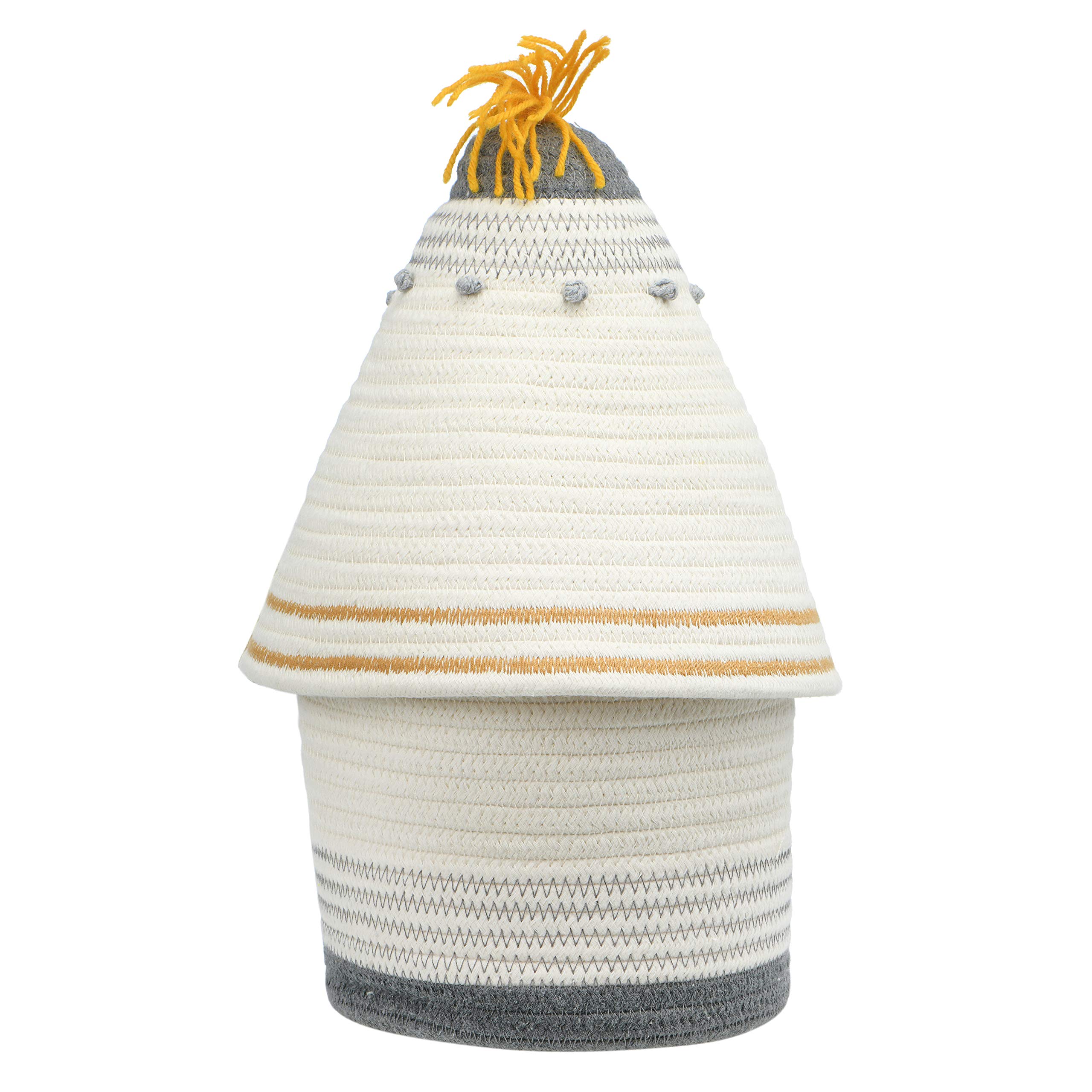 Creative Cotton Rope Basket with Lid - Grey Storage for Home Decor