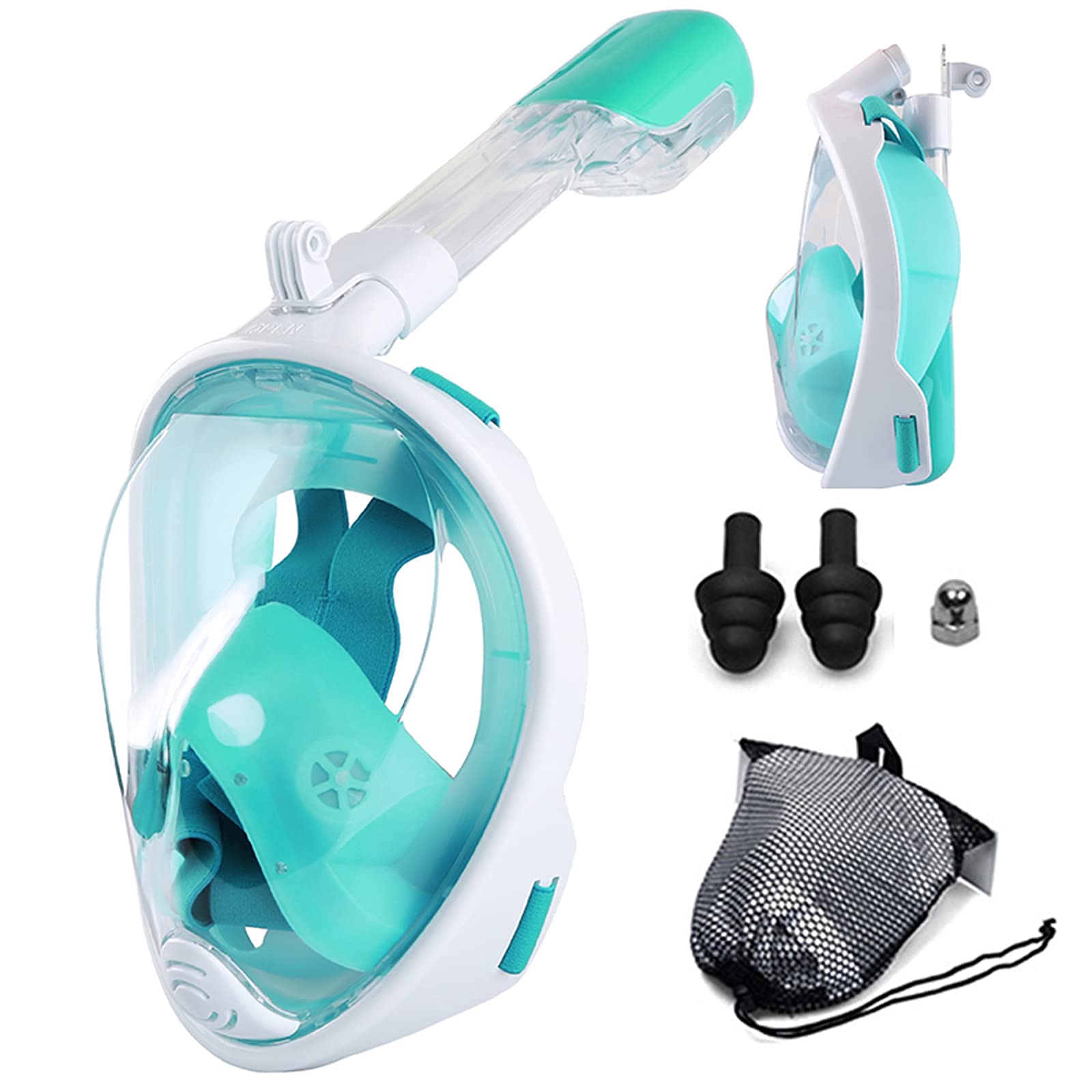 Premium Full Face Snorkel Mask Set for Adults - Panoramic View Scuba Diving Gear with Comfortable Snorkel Tube - Adjustable Snorkeling Equipment for Men, Women & Youth (Green, S/M) - Perfect for Beach Vacations, Coral Reef Exploration & Underwater Adventures
