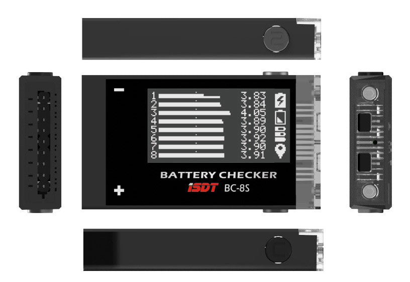 ISDT BC 8S Smart Battery Checker with OLED Display & Alarm Buzzer - Perfect for RC Cars, Drones, and LiPo Battery Maintenance