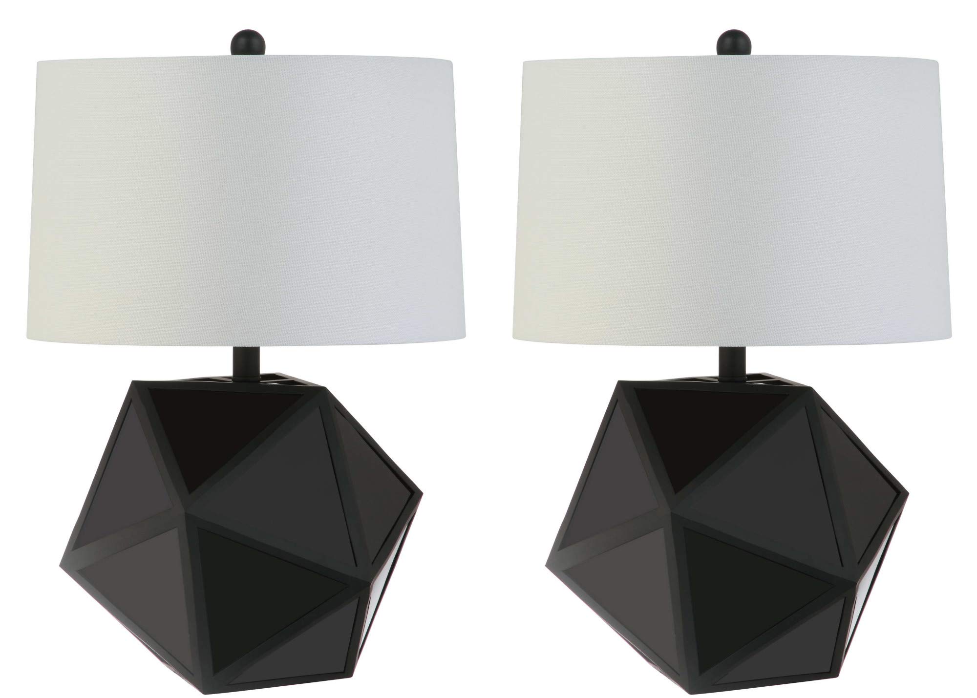 SAFAVIEH Brycin Modern Geometric Black 23-inch Table Lamp Set of 2 with LED Bulbs - Bedroom, Living Room, Home Office & Nightstand Lighting for Contemporary Decor