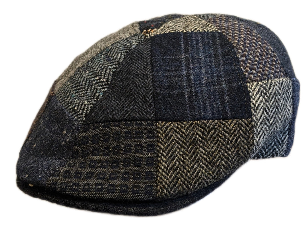 Stylish M Flechet Wool Blend Duckbill Patchwork Blue Flat Cap for Men - Perfect for Casual Outfits, Outdoor Activities & Vintage Fashion