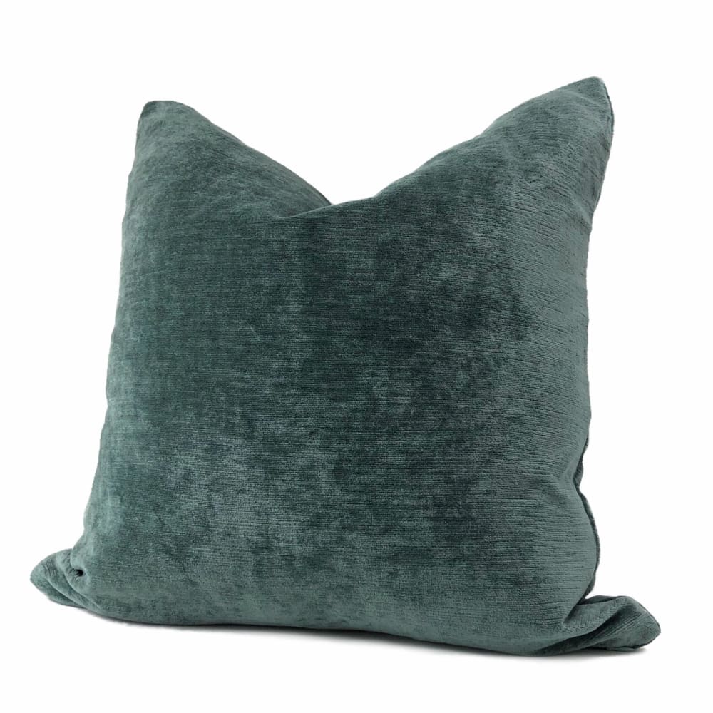Robert Allen Cypress Green Lustre Textured Italian Linen Velvet Pillow Cover - Luxury Home Decor for Sofa, Bed & Living Room