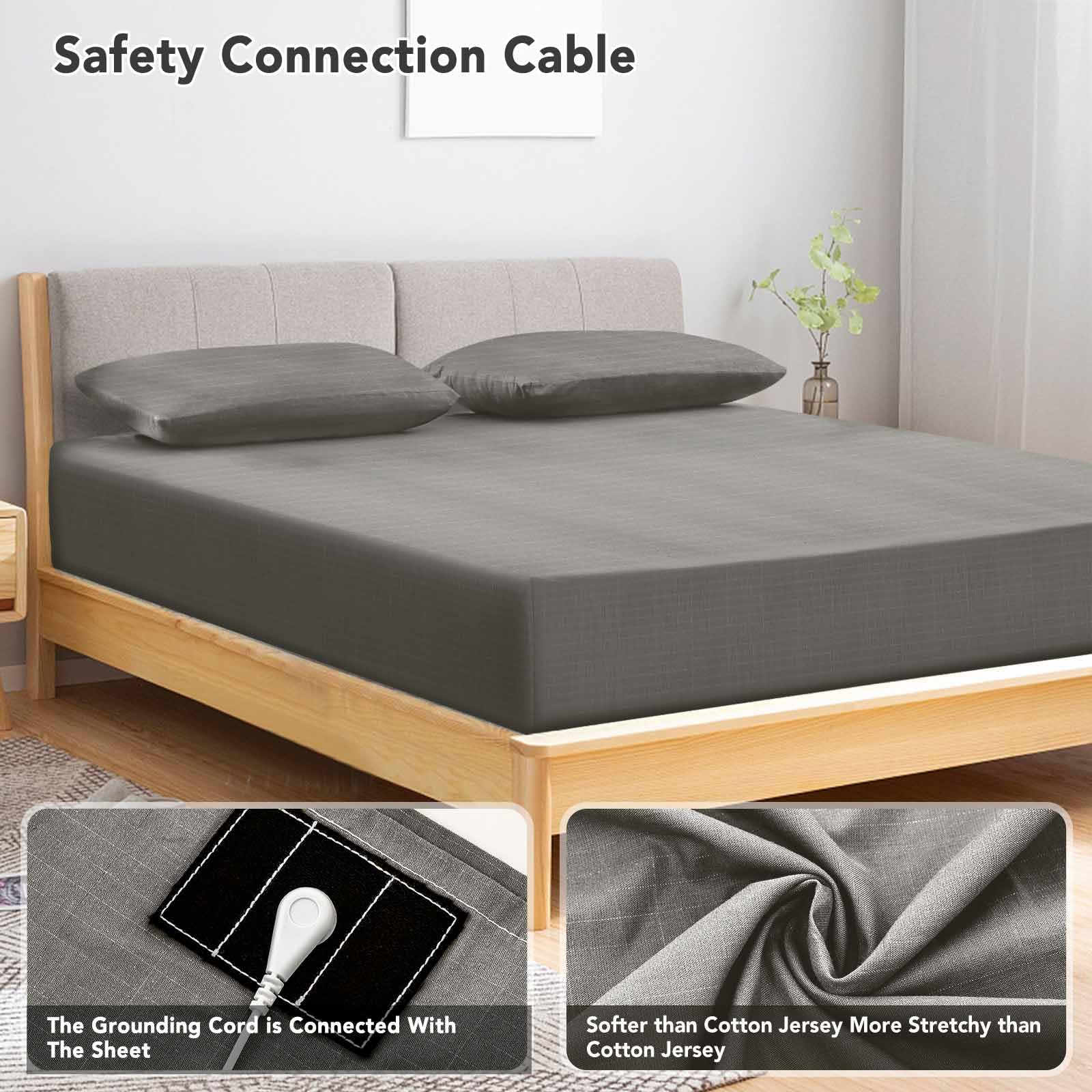 Organic Cotton & Silver Fiber Grounding Sheets King Size - Deep Gray for Better Sleep & Wellness | Perfect for ESD Protection, Stress Relief & Improved Sleep Quality