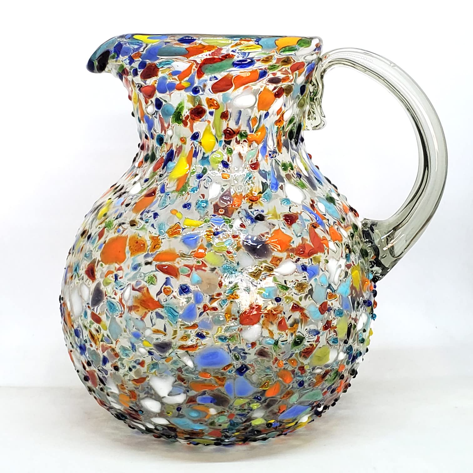 120 oz Large Confetti Rocks Bola Pitcher - Lead-Free & Toxin-Free Recycled Glass Drink Dispenser - Perfect for Parties, Weddings & Outdoor Events