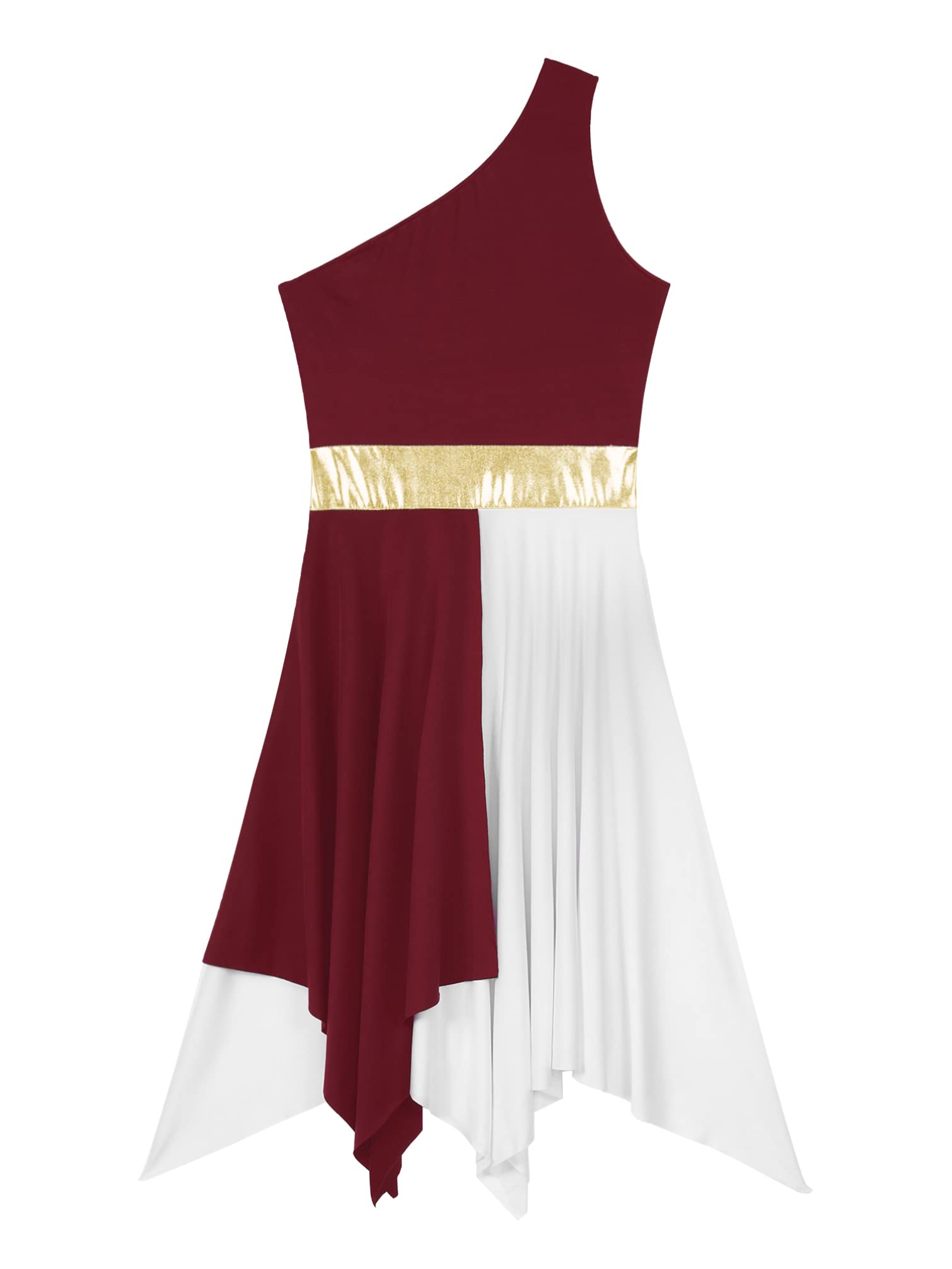Women's Color Block Liturgical Praise Dance Dress - Sleeveless Asymmetrical Church Worship Dance Dress for Performances & Ceremonies