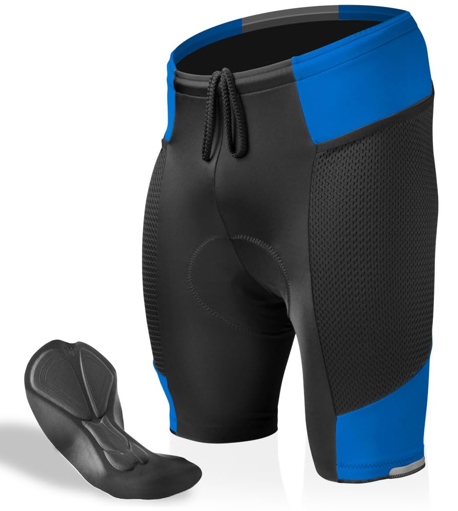 **Men's Gel Touring Padded Bike Shorts - Breathable & Comfortable Cycling Shorts with Innovative Mesh Pockets - Made in USA - Perfect for Long-Distance Cycling & Outdoor Adventures**