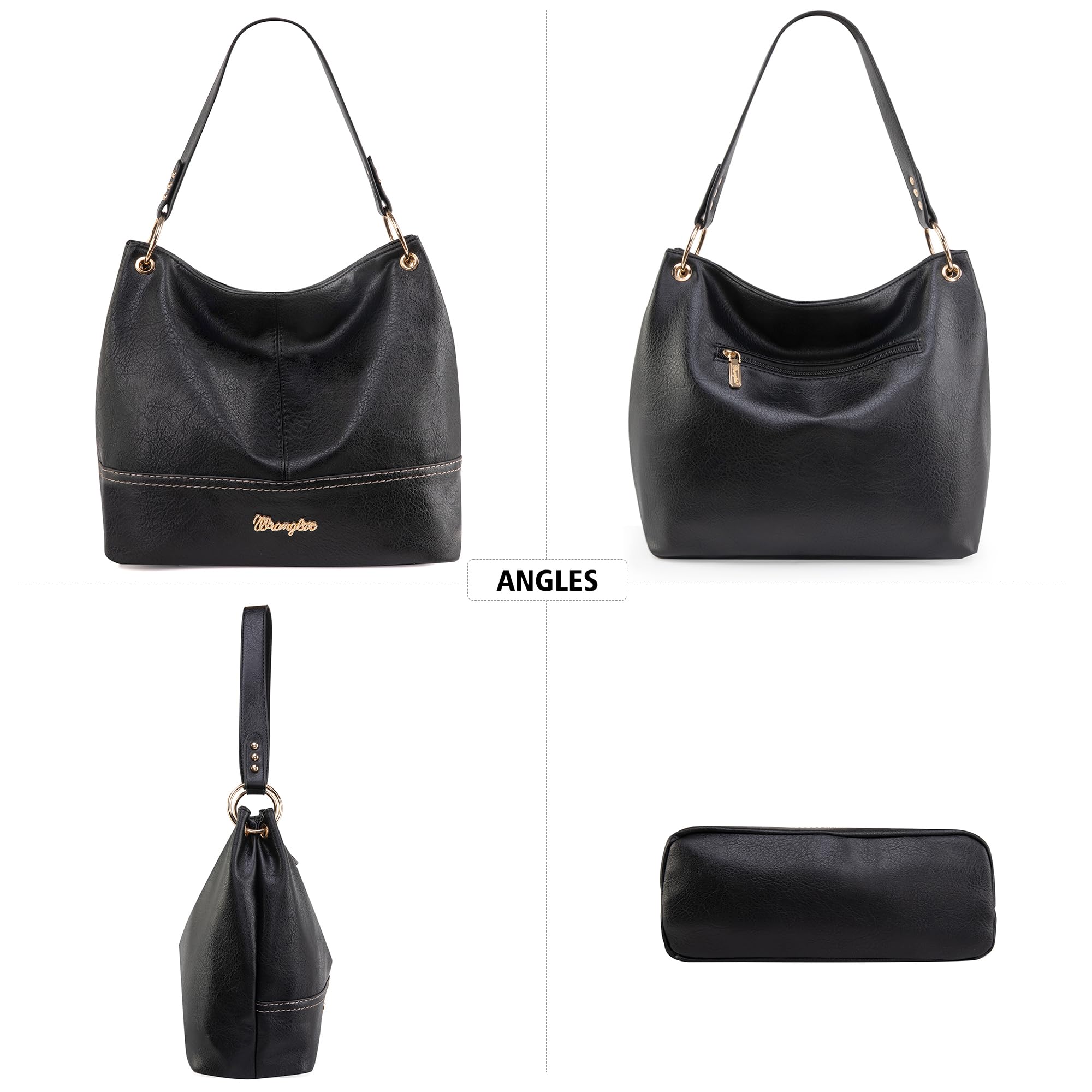 Wrangler Vegan Leather Hobo Bags for Women - Stylish Top Handle Shoulder Purses & Handbags for Work, Travel & Everyday Use