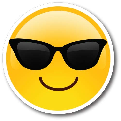 5 Inch Round Emoji Sunglasses Magnet Decal - Cute Self-Expression Car Decorative Magnet for Truck, SUV & Metal Surfaces - Express Your Personality - Perfect for Fridge, Locker & Office Decor