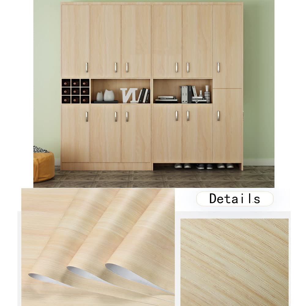 Self-Adhesive Vinyl Light Yellow Pine Wood Grain Wallpaper - Peel & Stick Removable Decal for Kitchen Cabinets, Furniture, Shelves, Drawers (15.7x117 inches) - Perfect for Home Renovation & DIY Decor Projects