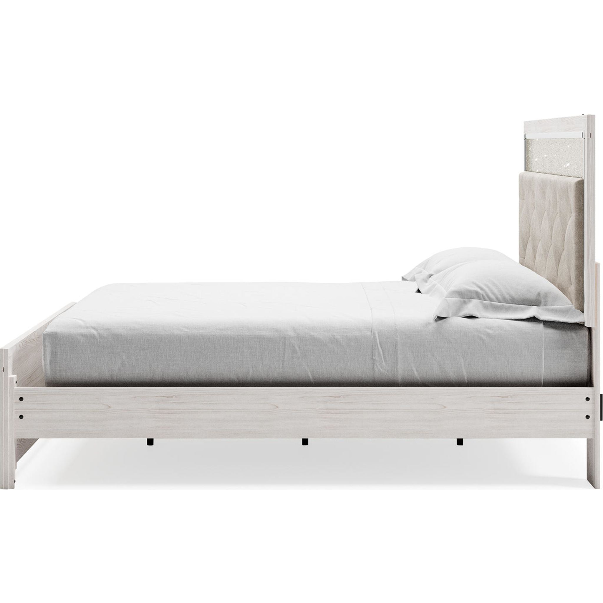 Altyra King Size Platform Bed Frame - Modern White Wooden Bed with Sturdy Slat Support for Master Bedroom & Guest Room