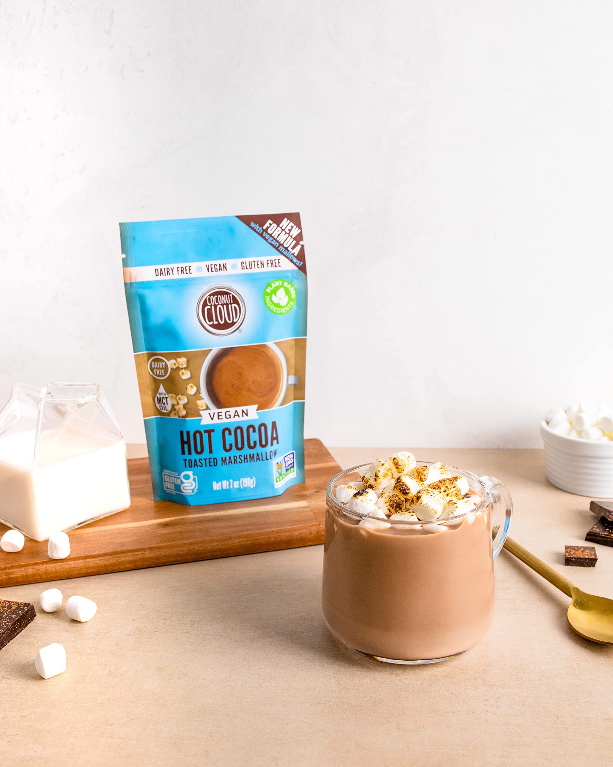 Vegan Hot Chocolate Mix with Dairy-Free Marshmallows - Organic, Gluten-Free, Non-GMO Cocoa Powder for Winter Drinks, Camping & Holiday Gifts
