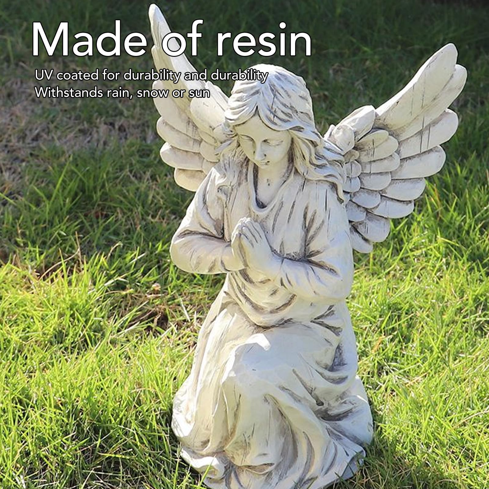 Graceful Angel Garden Statue for Memorial & Grave Decor - Religious Remembrance & Redemption Outdoor Ornament - Perfect for Cemetery, Backyard, and Garden Memorial Stones