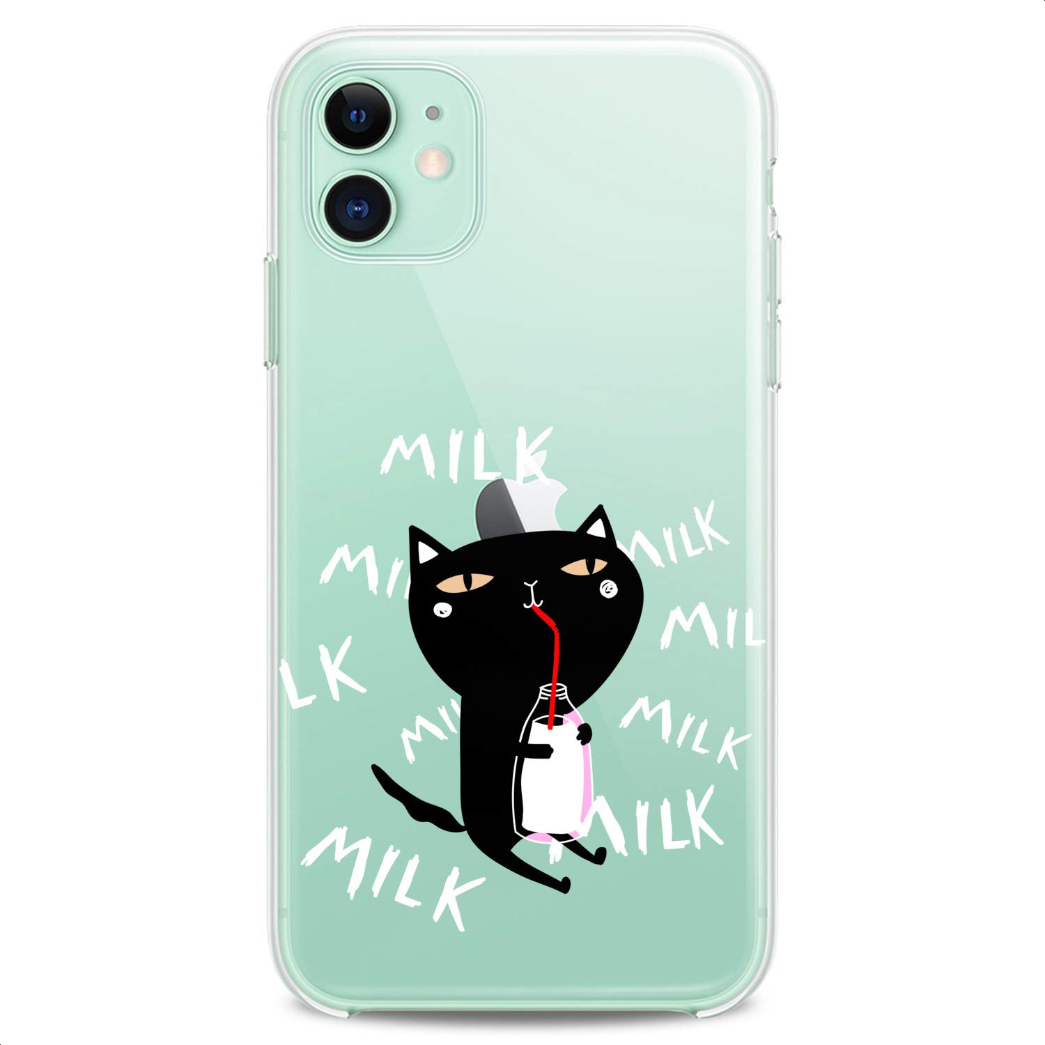 Premium TPU Phone Case for iPhone 16/15/14/13/12/11 Pro Max/Plus/Mini/XS/XR/X/8+/7/6/5/SE - Cute Kawaii Cat Design with Milky Clear Silicone Protection | Slim Fit, Flexible & Durable | Perfect for Everyday Use, Gift Giving & Cat Lovers