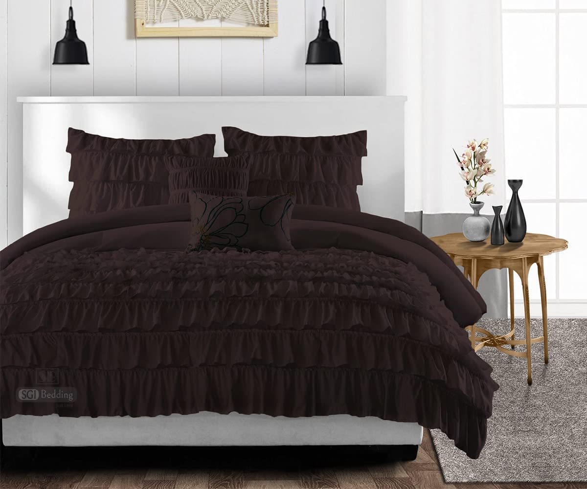 Super King P Plus Comforter - 300 GSM Plush Siliconized Microfiber Fill with Ruffles & Piping | Ultra Soft Duvet Insert with Matching Pillowcases | Perfect for Master Bedroom, Guest Room & Cozy Winter Nights