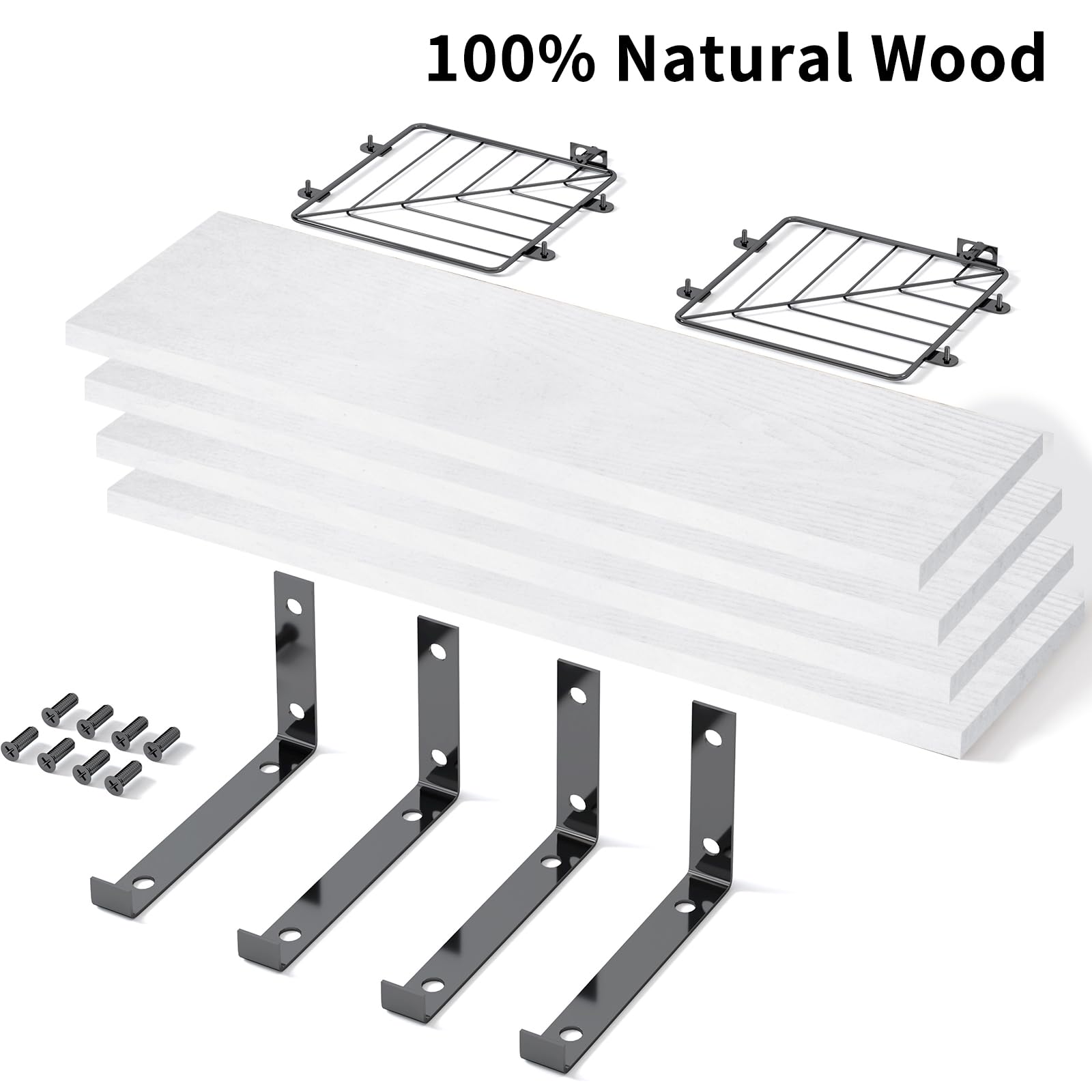 Fixwal 3-Tier Bathroom Floating Shelves Over Toilet - 15.8 Inch Rustic Farmhouse Wood Wall Shelves for Bathroom Storage - Perfect for Living Room, Bedroom & Kitchen Decor (White) - Ideal for Small Space Organization & Home Décor