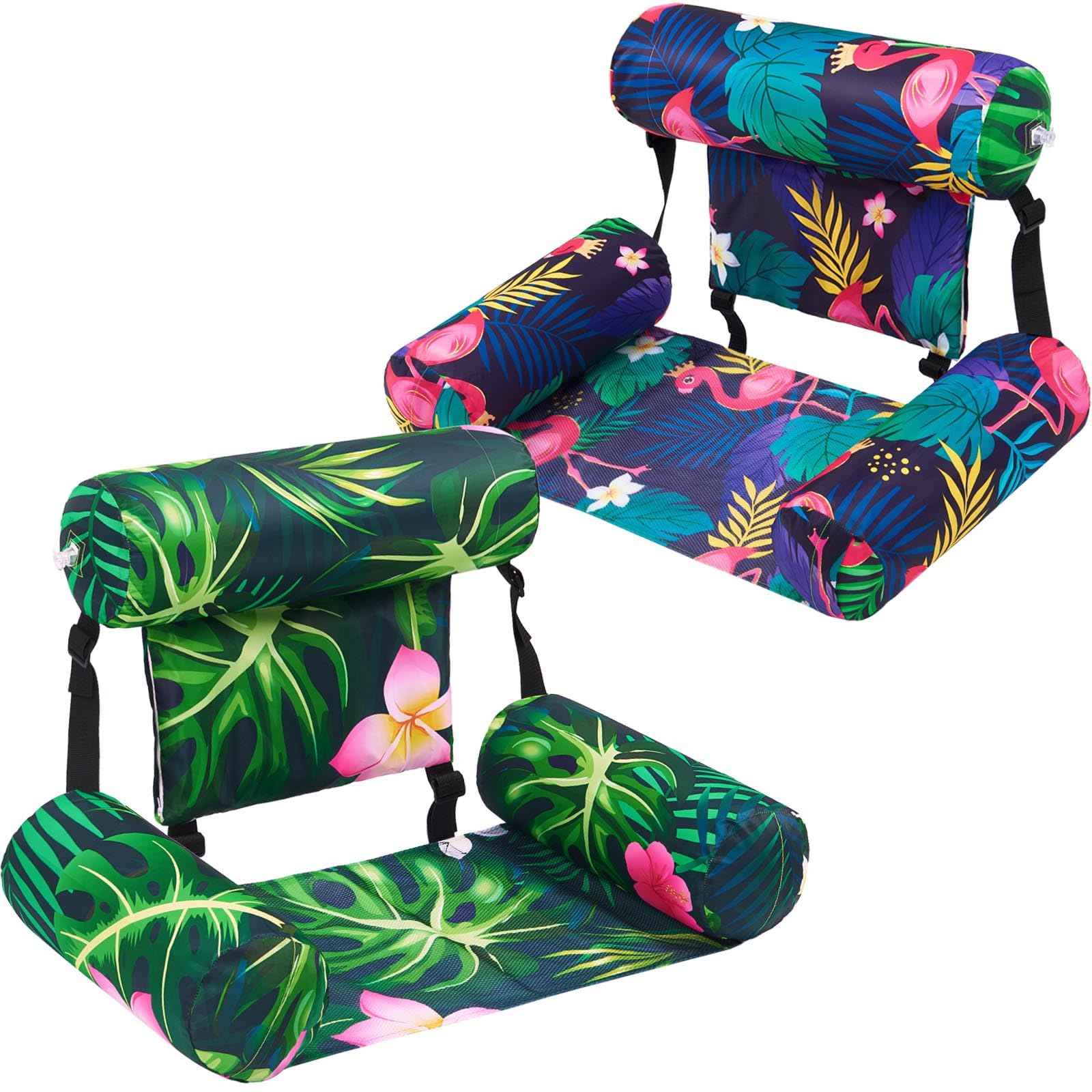 WERNNSAI Inflatable Pool Float Chair for Adults - 2 Pack Adjustable Fabric Hammock Floating Lounge Chairs for Swimming, Beach, Lake, Pool Party, Summer Relaxation | Perfect for Backyard, Vacation & Water Recreation