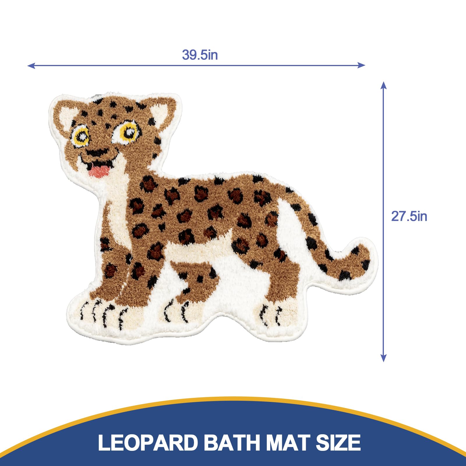 Seek4comfortable Cute Leopard Bathroom Rugs - Soft Non-Slip Absorbent Bath Mat for Bathroom, Shower & Bathtub - Brown Cartoon Animal Print Door Mat - Plush Washable Funny Home Decor for Kids & Adults