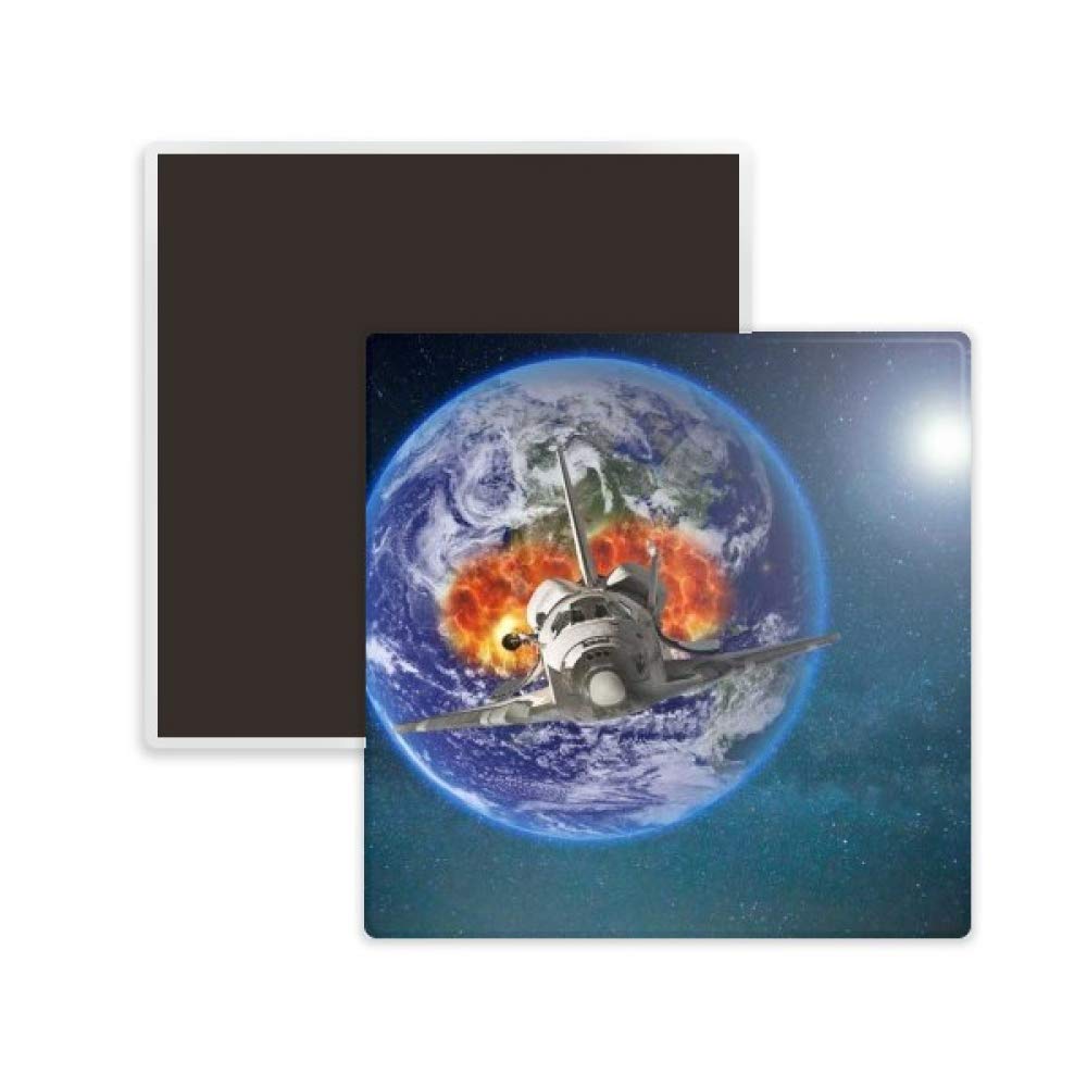 Earth & Spacecraft Colorful Planets Square Ceramic Fridge Magnet - Solar System Decor, Space Lover Gift, Astronaut Keepsake (Perfect for Refrigerators, Lockers & Office Bulletin Boards)