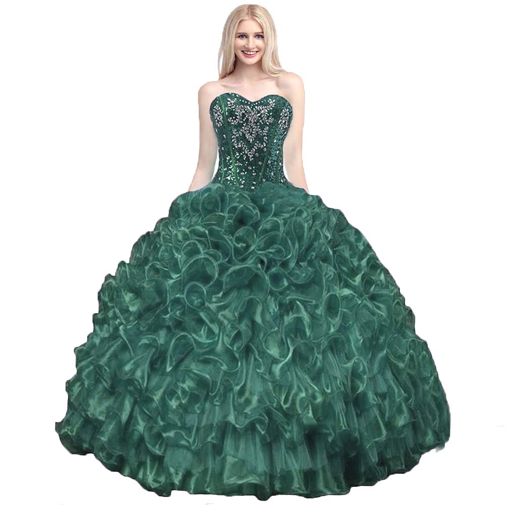 Elegant Sweetheart Sequined Quinceanera Dress for Women - Organza Ball Gown Sweet 16 Party Dress | Perfect for Quinceañeras, Proms, Pageants & Formal Events