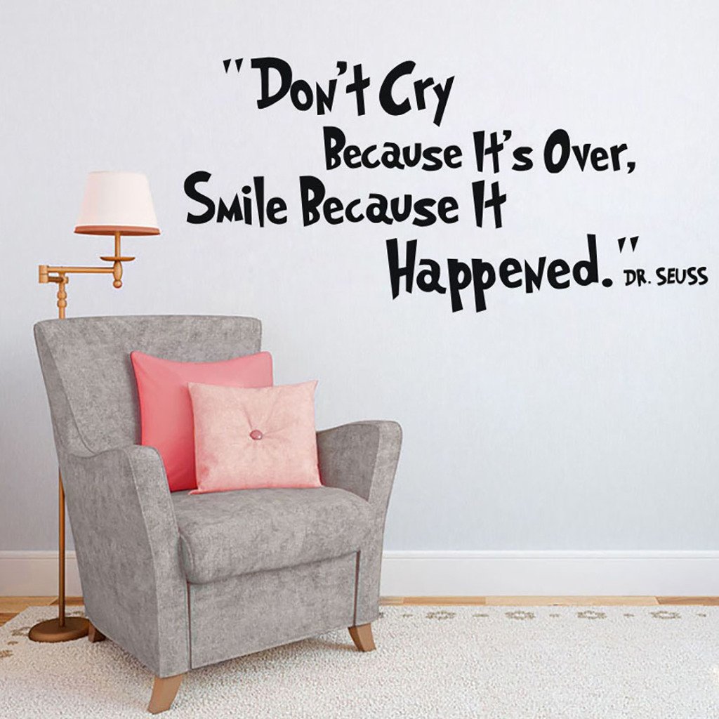 Don't Cry Quote Wall Decals - Inspirational Bedroom Decor, Nursery Room Stickers, Motivational Home Wall Art for Kids & Teens (Perfect for Bedrooms, Playrooms & Dorm Decor)