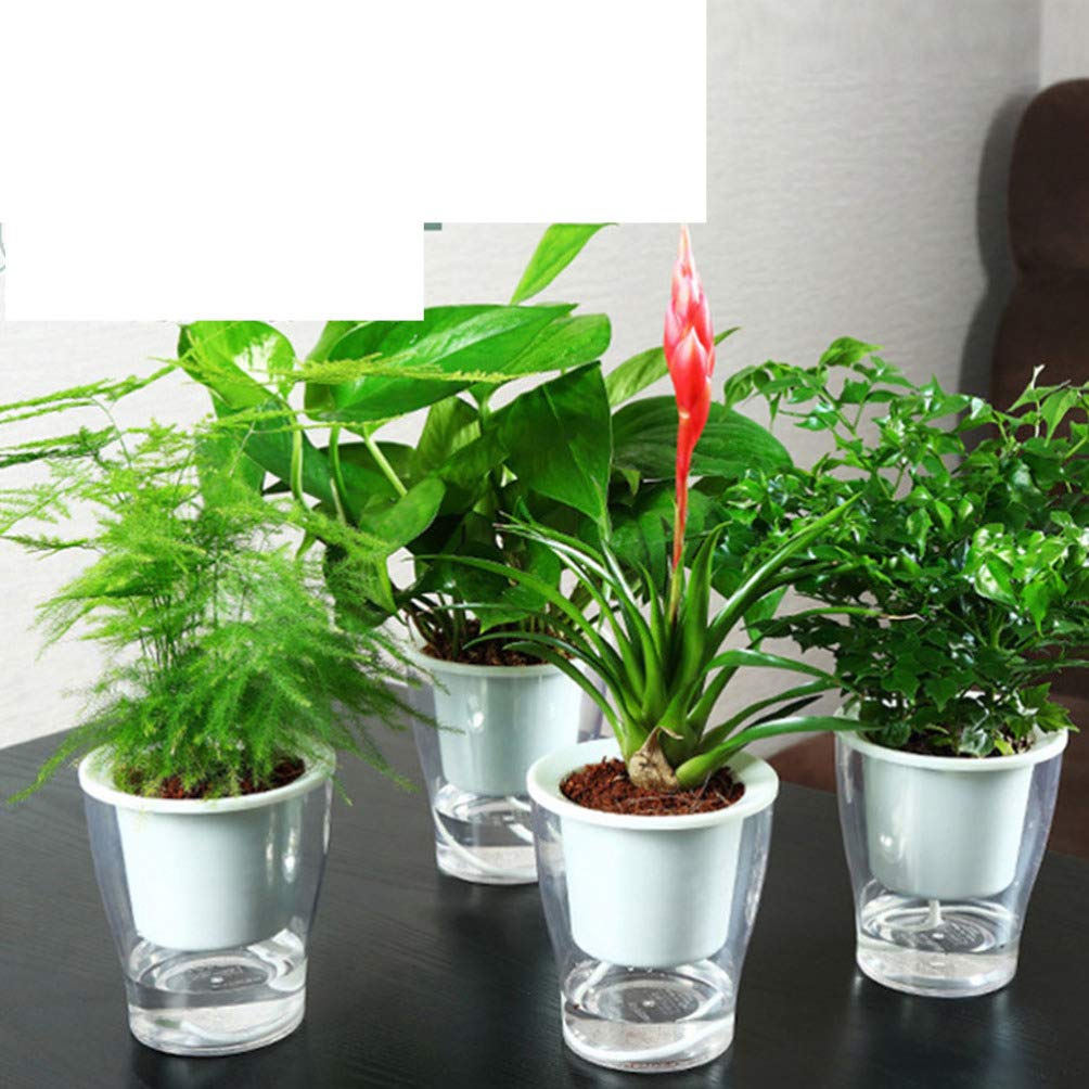 DOITOOL透明树脂自动吸水储水花盆 塑料花盆水培植物种植 室内外园艺装饰盆栽