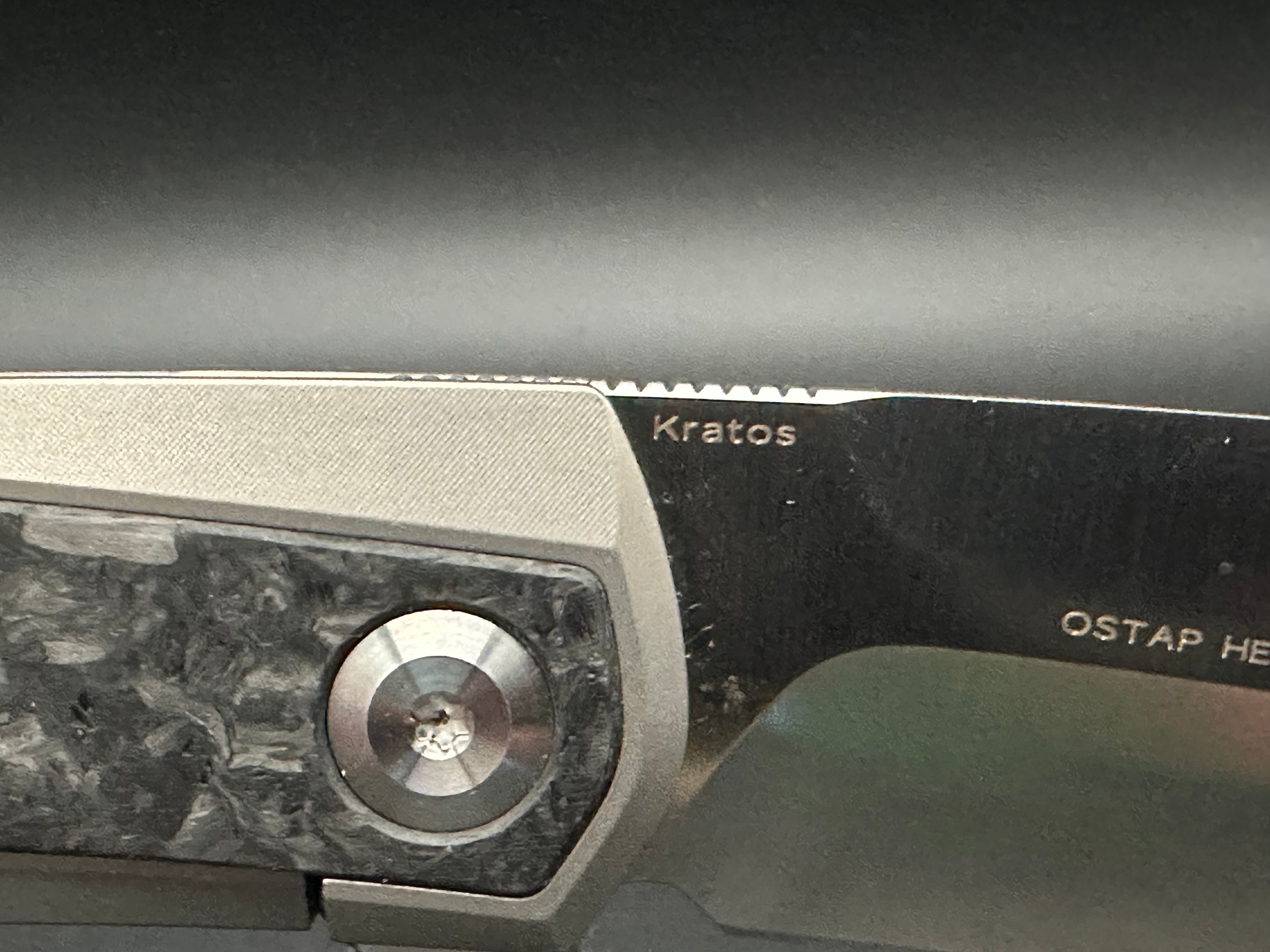Kansept Ostap Hel Kratos Folding Knife - Silver Titanium Handle & Carbon Fiber Blade - EDC, Outdoor, Camping, Survival Gear