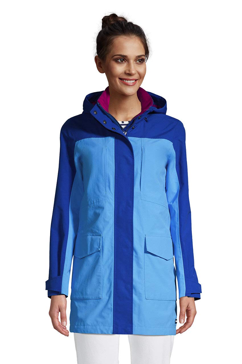 Lands' End Women's Classic Squall Waterproof Raincoat - Lightweight Windproof Jacket for Rainy Days, Outdoor Activities & Commuting