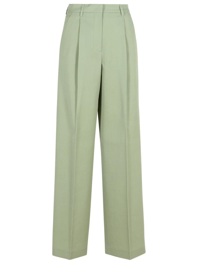 Naomi Green Virgin Wool Pants for Women - High-Quality Comfortable Dress Pants for Office Work & Business Casual Wear