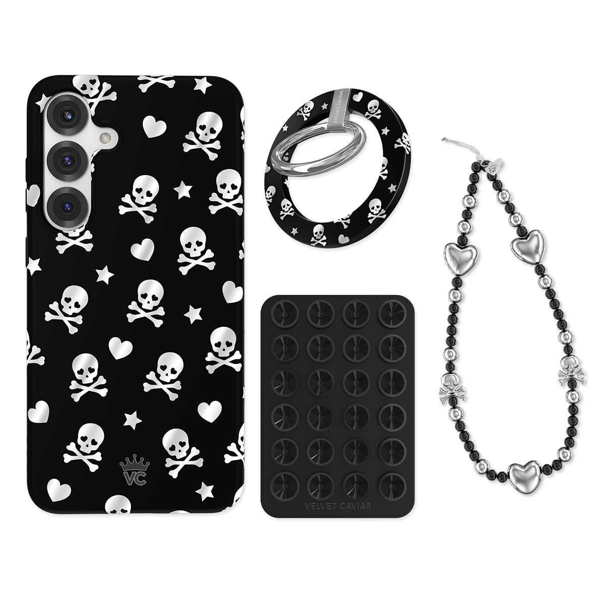 Chrome Skulls Samsung Phone Grip Bundle Set - Secure Hold for Samsung Galaxy Phones - Perfect for Gym, Running, and Outdoor Activities