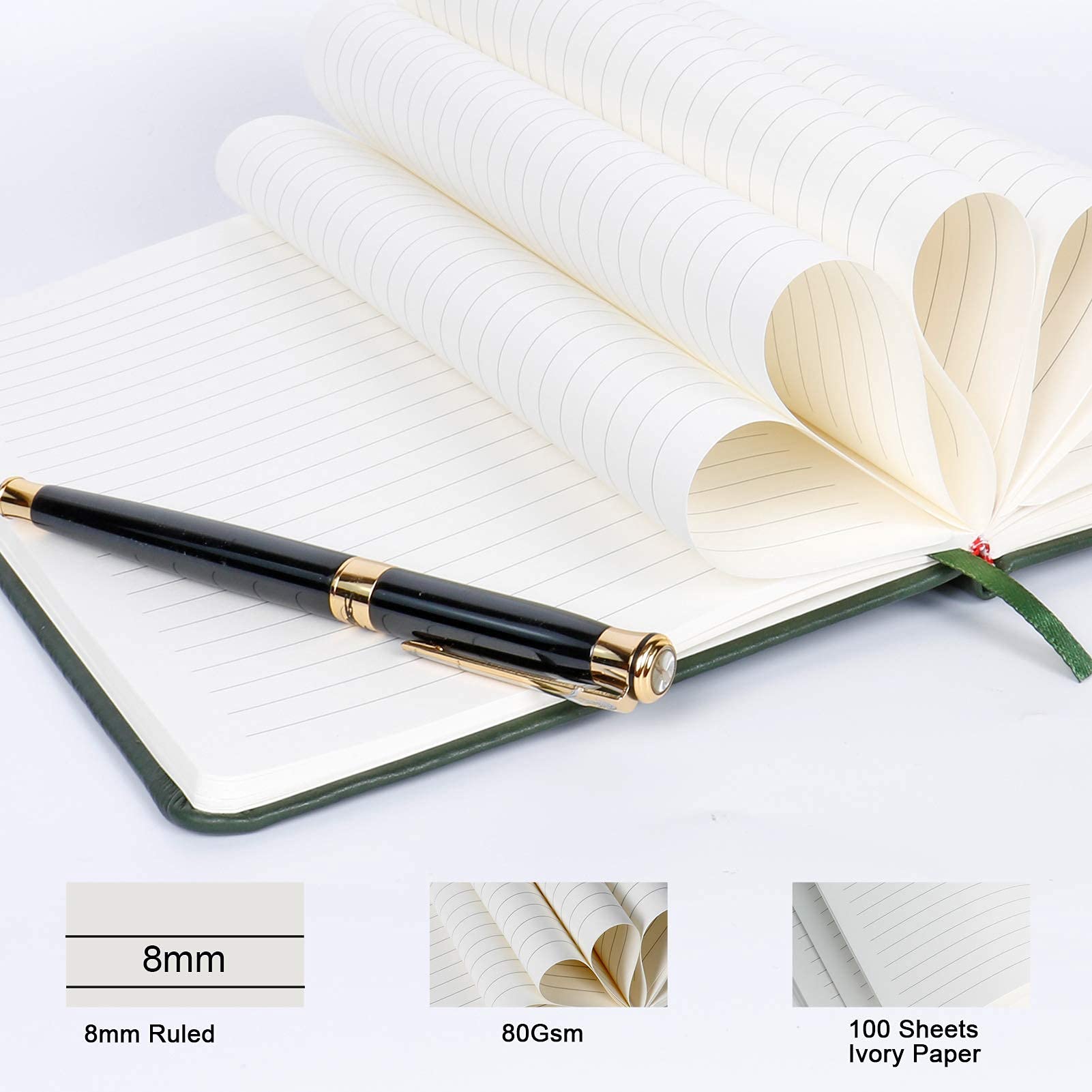 Premium Leather Lined Journal Notebook for Women & Men - 8.3