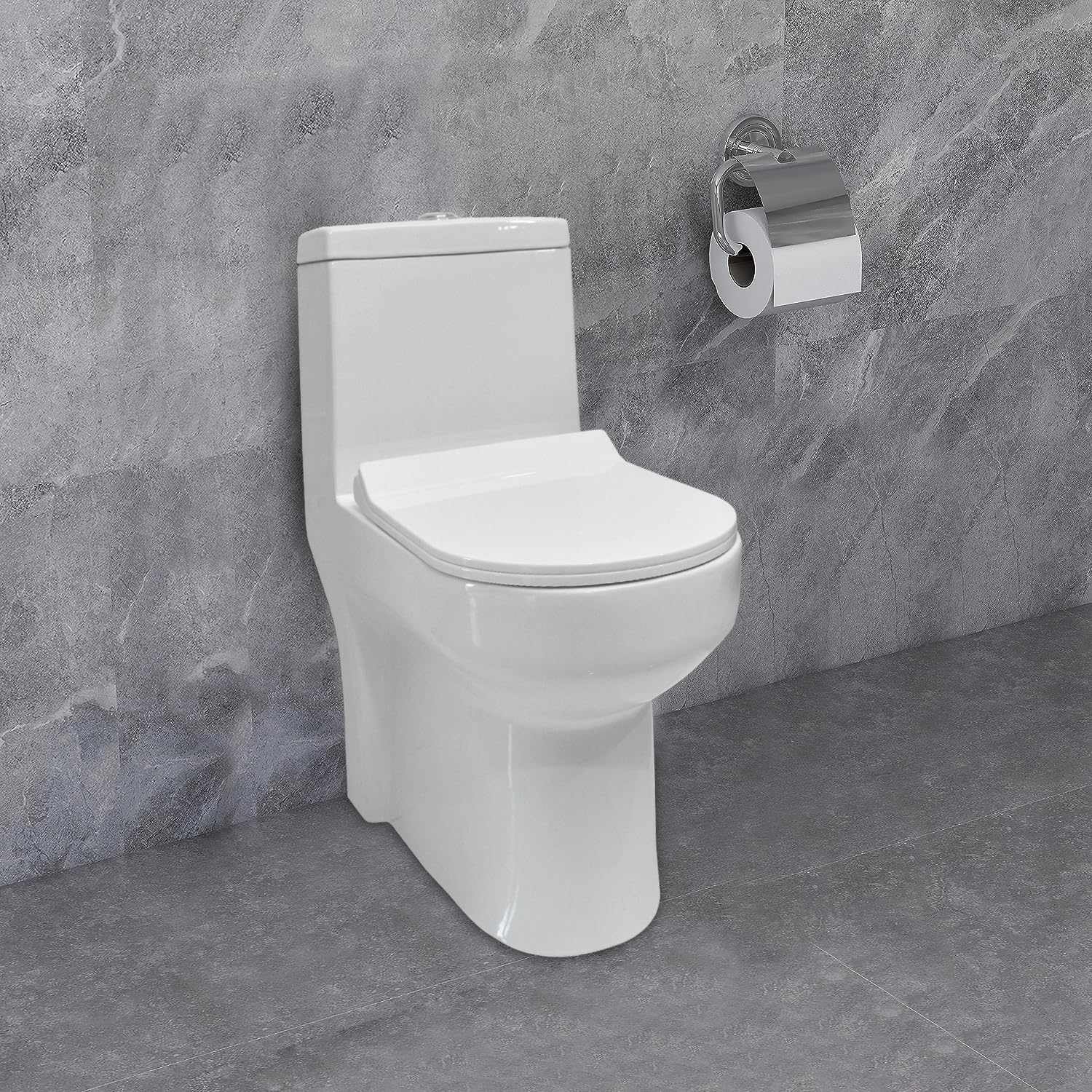 BonKaso Ceramic Toilet with Soft Close Seat Cover - 680x365x735mm, 46kg (Jumbo-1006) | Modern Water Closet for Bathroom & Restroom | Perfect for Home, Office & Commercial Spaces