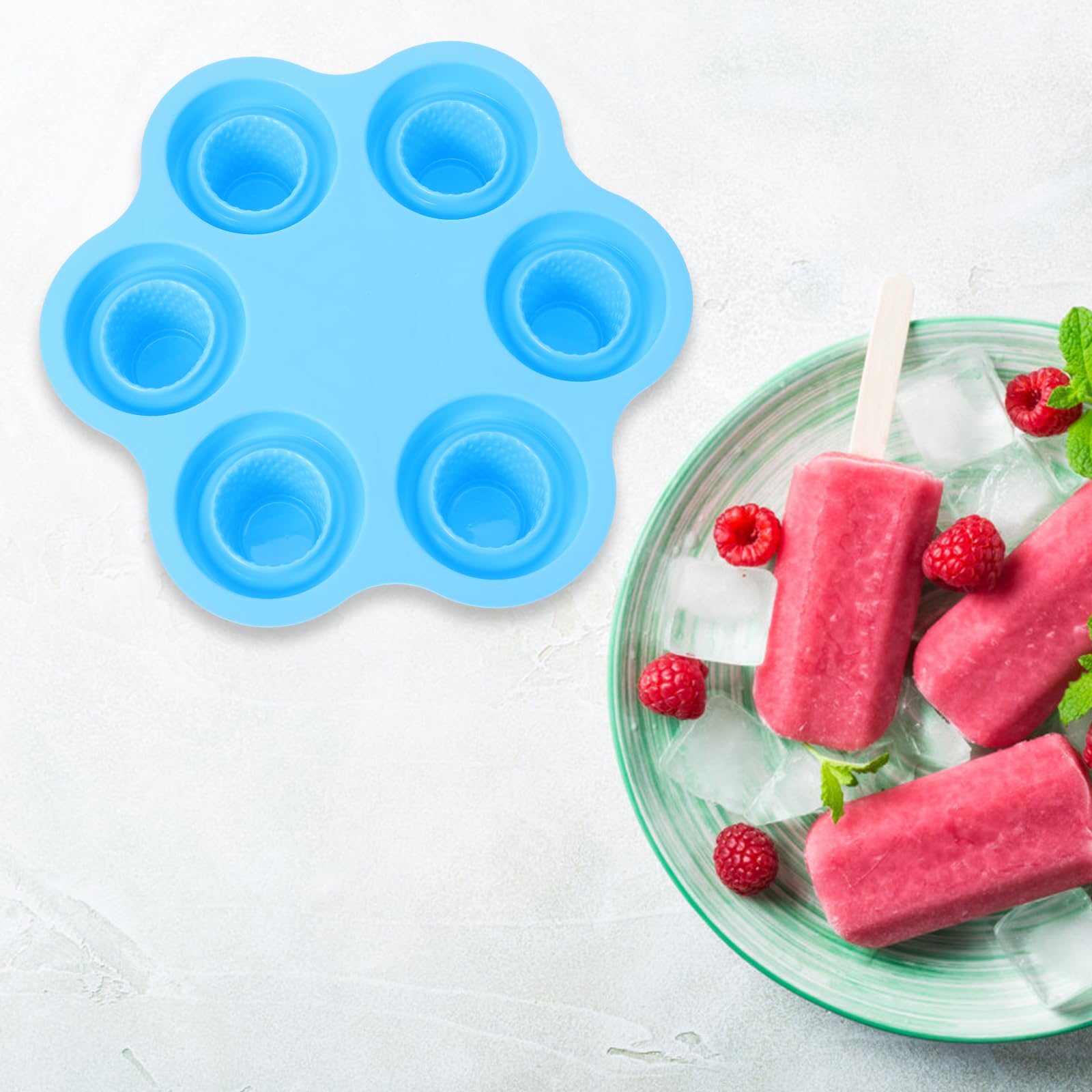 Hemoton 6-Cavity Silicone Popsicle Molds - Reusable Ice Cream Cone & Cake Cup Molds for DIY Chocolate, Dessert Decor, Wedding Cakes - BPA-Free Baking Ice Cube Tray for Homemade Treats (Blue) | Perfect for Summer Parties, Kids Snacks & Holiday Baking