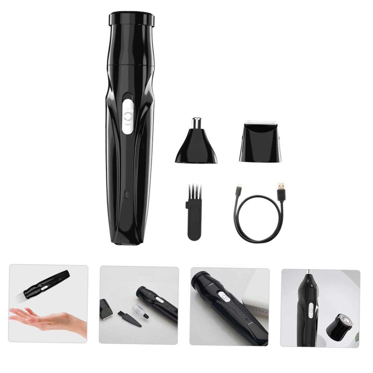 Electric Eyebrow Trimmer & Nose Hair Clipper Set - Cordless Mini Facial Razor for Men - Black ABS Shaver for Eyebrows, Nose & Face Grooming - Perfect for Travel, Home & Personal Care