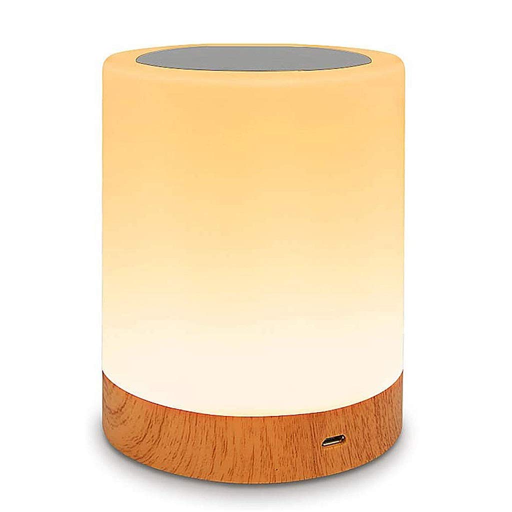 Touch Control Wood Grain LED Table Lamp - USB Rechargeable Night Light with Warm & Colorful Lighting Modes for Bedroom, Bedside, Desk - Perfect for Reading, Relaxation & Decorative Ambiance
