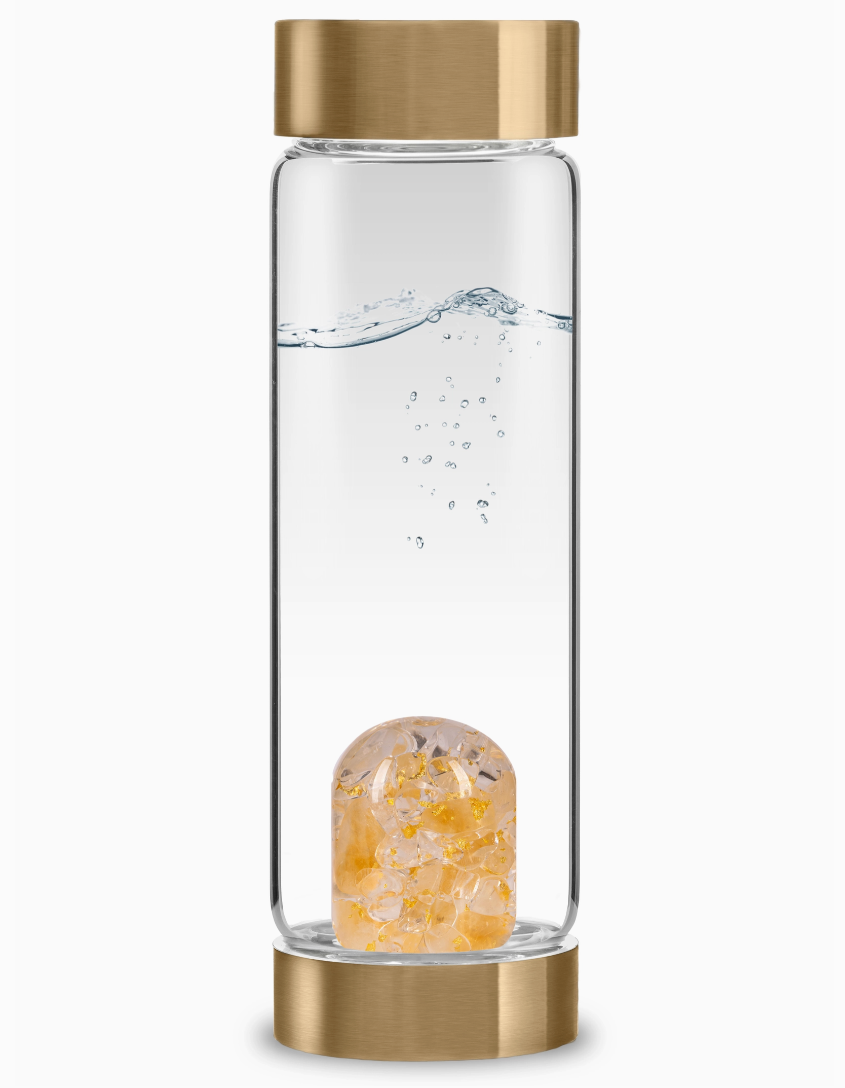Premium Crystal Water Bottle with Citrine, Clear Quartz & 24K Gold - Reusable Glass Bottle for Energy Healing, Yoga, Meditation & Daily Hydration