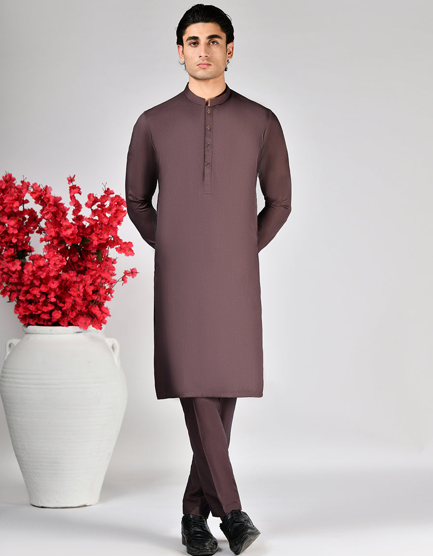 Premium Blended Brown Unstitched Suit Fabric by J. Junaid Jamshed - Perfect for Tailored Suits, Sherwanis & Formal Wear