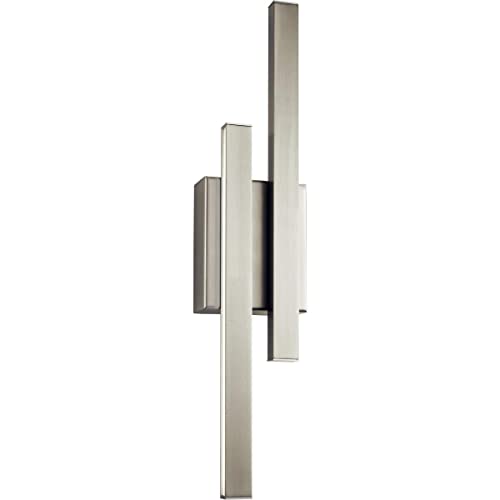 Elan 83703 Idris 2-Light LED Wall Sconce - 17W Brushed Nickel Finish - Modern Indoor/Outdoor Lighting for Hallway, Bedroom & Patio