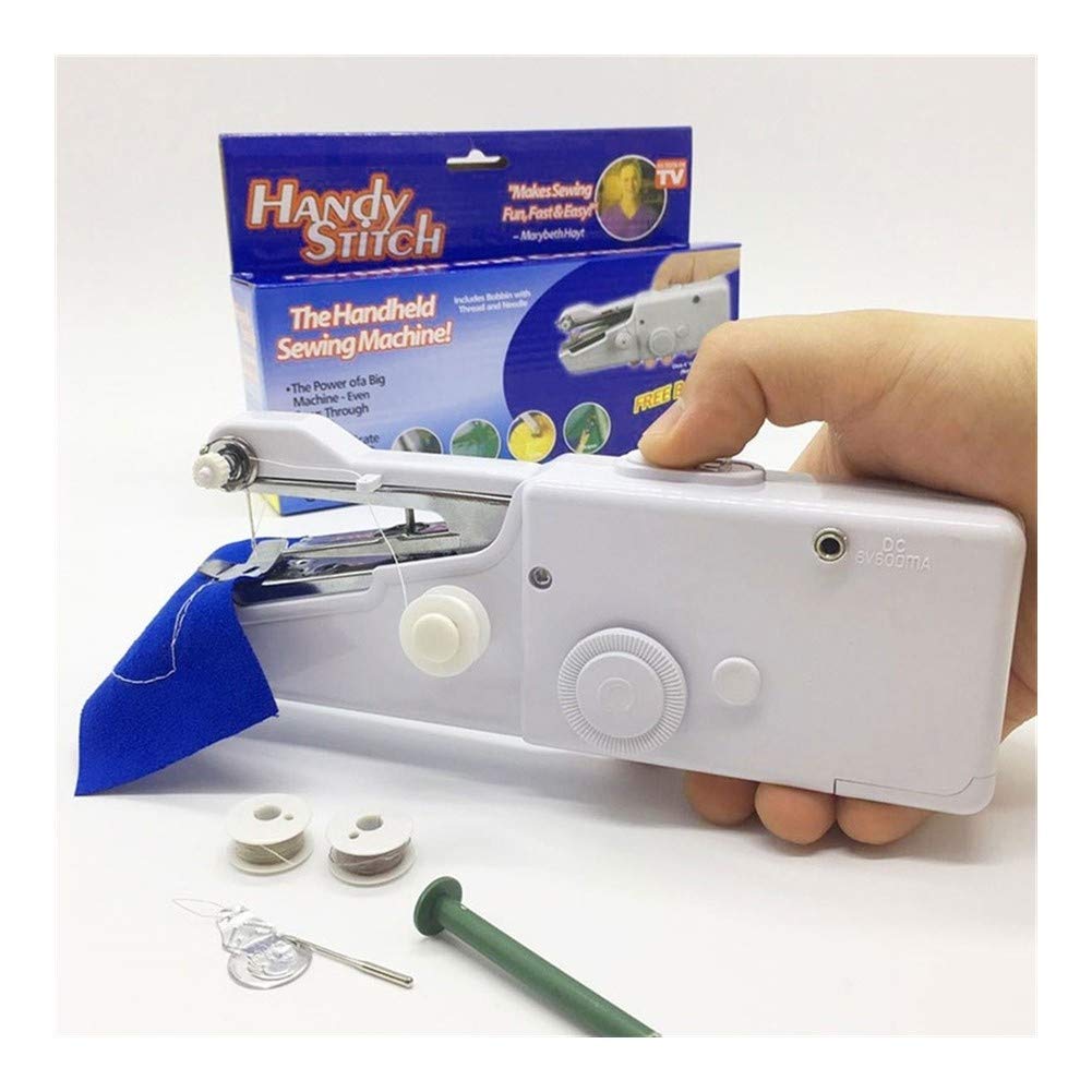 Zhengyaqi Cordless Mini Handheld Sewing Machine - Portable Battery Powered Electric Needlework Tool for Clothes & Fabric Repair | Quick Fixes, DIY Crafts, Travel Sewing & Emergency Repairs | Perfect for Home Use, Outdoor Projects, Camping, Emergency Kits, On-the-Go Tailoring & Fashion Design | Great for Mending Torn Clothes, Hemming Pants, Crafting Doll Clothes & Quick Fabric Fixes While Traveling