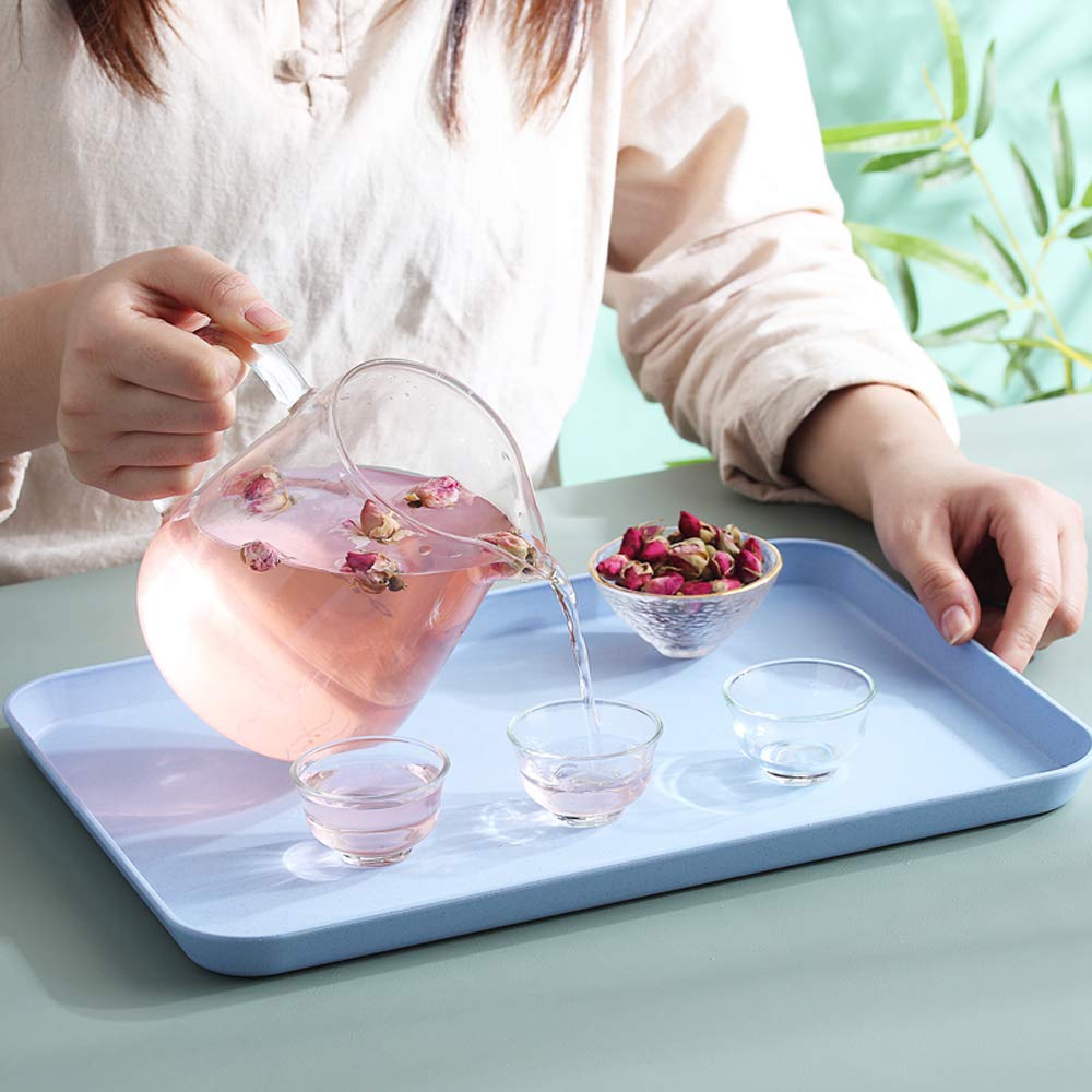 Unbreakable Wheat Straw Dinner Tray - Decorative Food Serving Platter for Coffee Table, Couch, Party & Picnic | Eco-Friendly Pink Snack & Appetizer Tray for Indoor Dining & Outdoor Gatherings