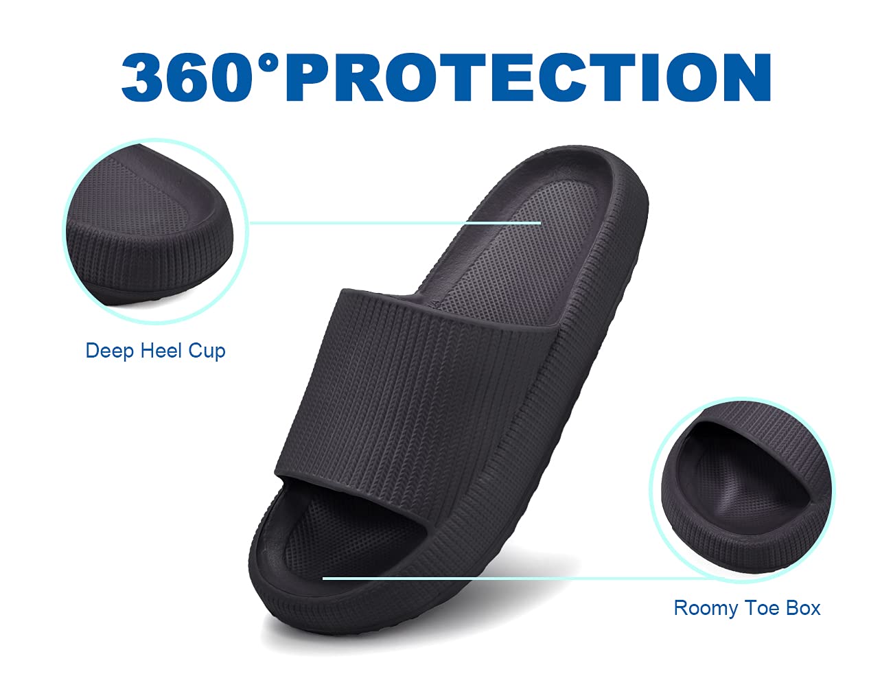 Salaparma Soft Cloud Cushion Slides for Women & Men - Comfortable EVA Anti-Slip Shower Shoes with Smile Face Design - Perfect for Spa, Bath, Pool, Gym, Indoor & Outdoor Use