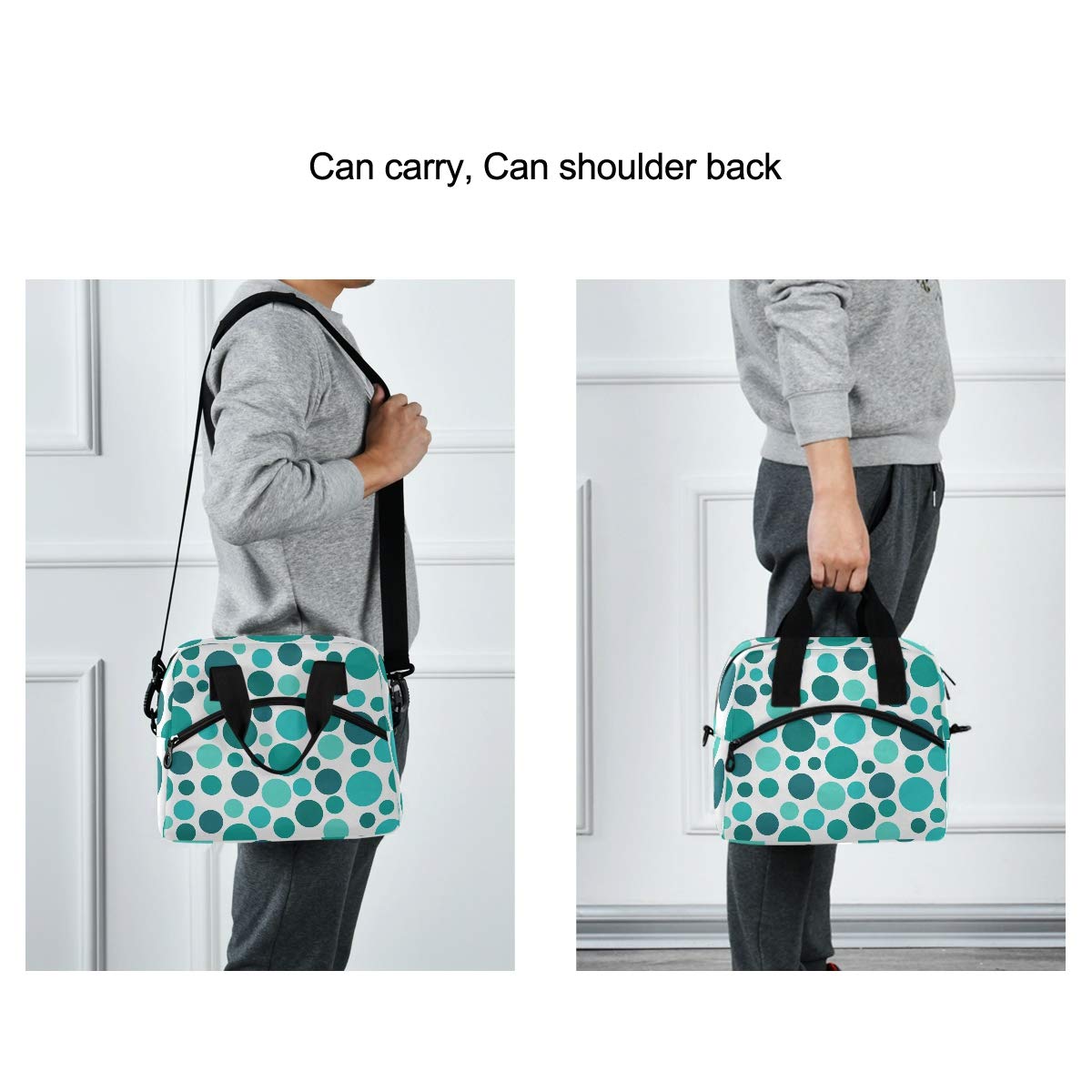 ALAZA Teal Polka Dot Insulated Lunch Bag for Women - Leakproof Lunch Box & Cooler Bag (907g) - Perfect for Work, School, Picnics & Outdoor Activities