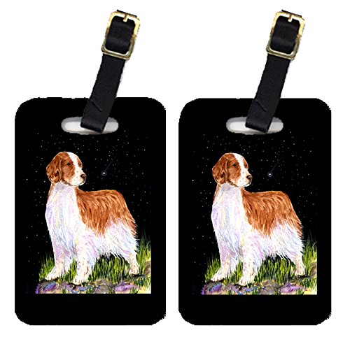 Starry Night Welsh Springer Spaniel Luggage Tags - Pair of 2 Large Colorful Pet ID Tags for Dogs | Perfect for Travel, Suitcases & Backpacks Identification