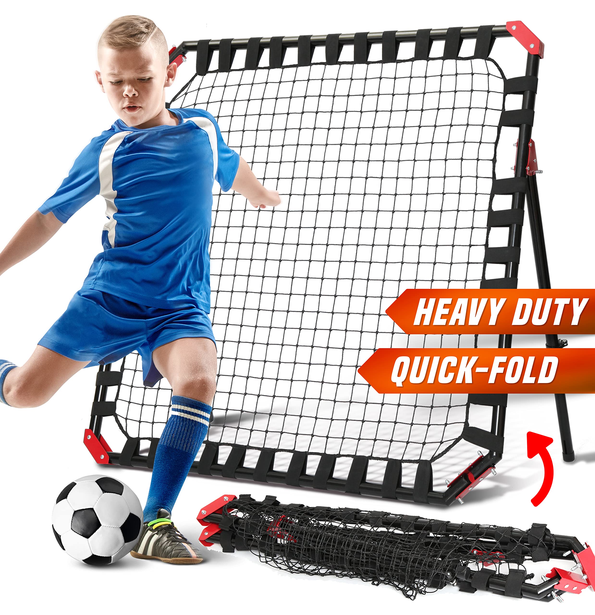 Portable Soccer Rebound Net - Football Training Equipment for Kids & Teens | Kick-Back Rebounder for Solo Practice & Team Drills | Perfect for Backyard, Park & Field Training