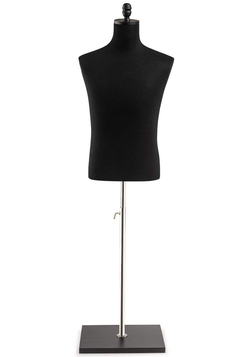 Black Jersey Male Dress Form Mannequin - TSC Medium Size for Tailoring, Fitting & Display - Perfect for Fashion Designers, Tailors & Retail Stores