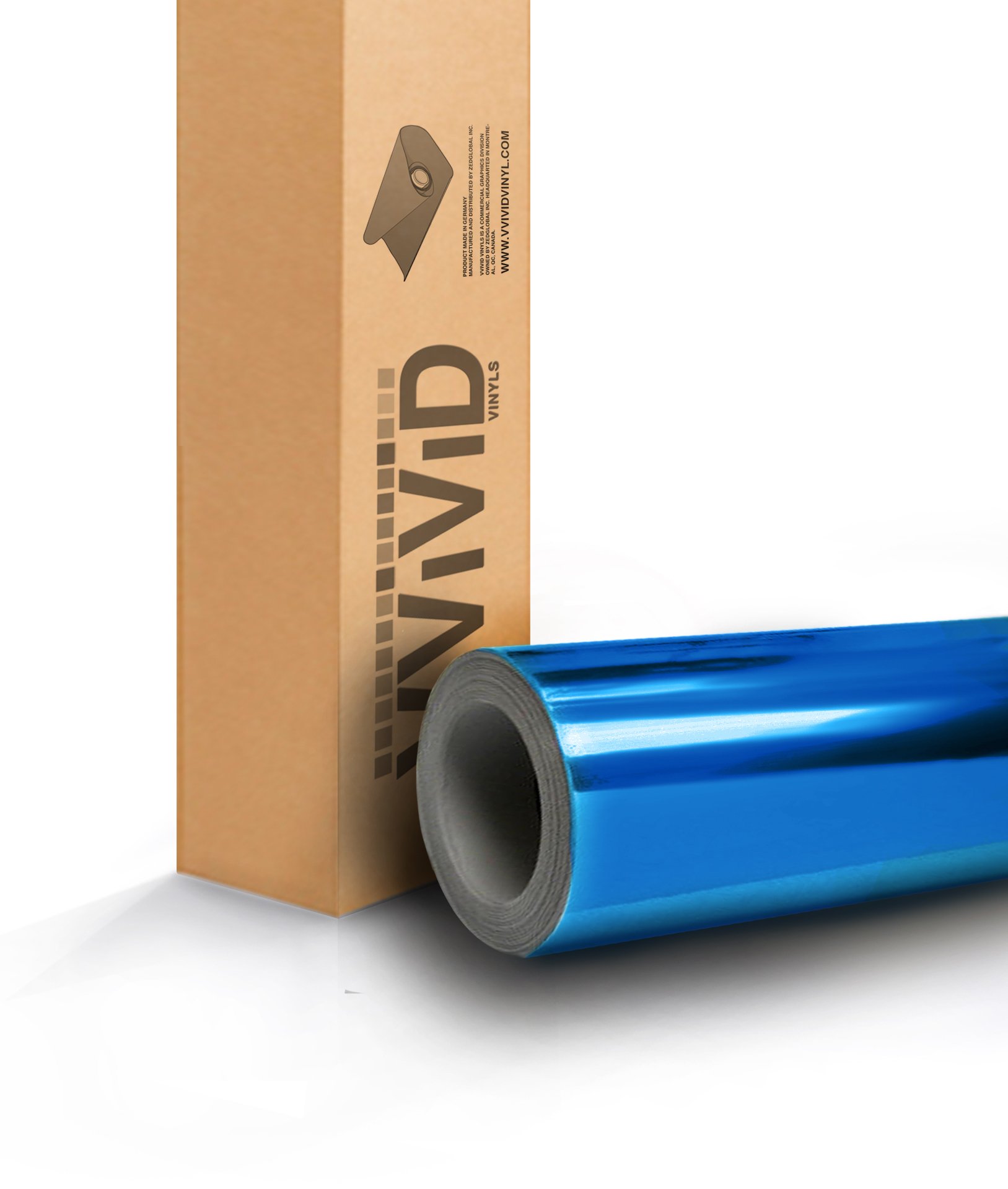 VViViD Blue Mirror Chrome Vinyl Wrap Film - 100ft x 5ft Bulk Roll - Self-Adhesive Air Release Car Wrap for Vehicles, Boats, Furniture - High Gloss Reflective Finish - Easy DIY Installation for Auto Customization & Home Decor